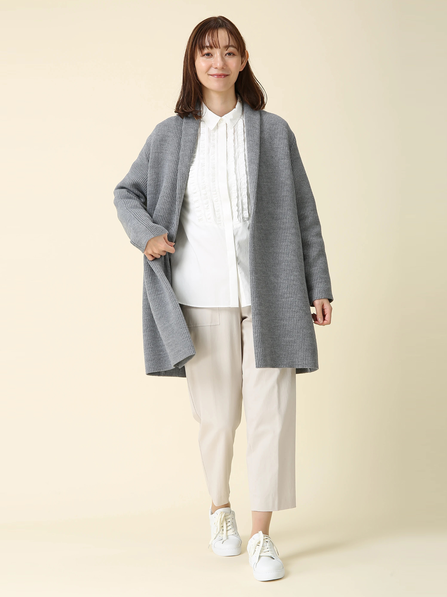 日本製】 エコバルキス ニット ロング カーディガン コート