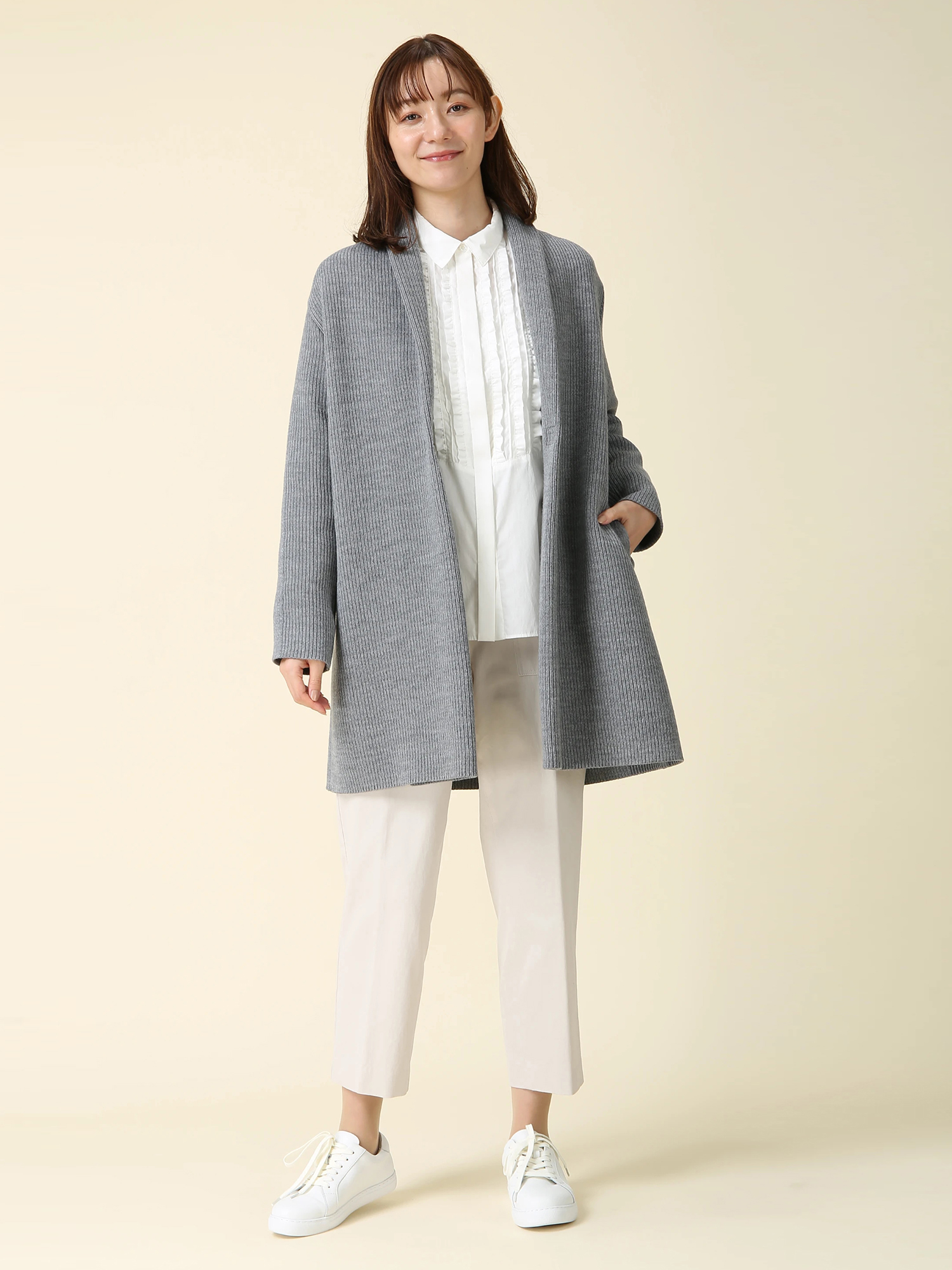 日本製】 エコバルキス ニット ロング カーディガン コート