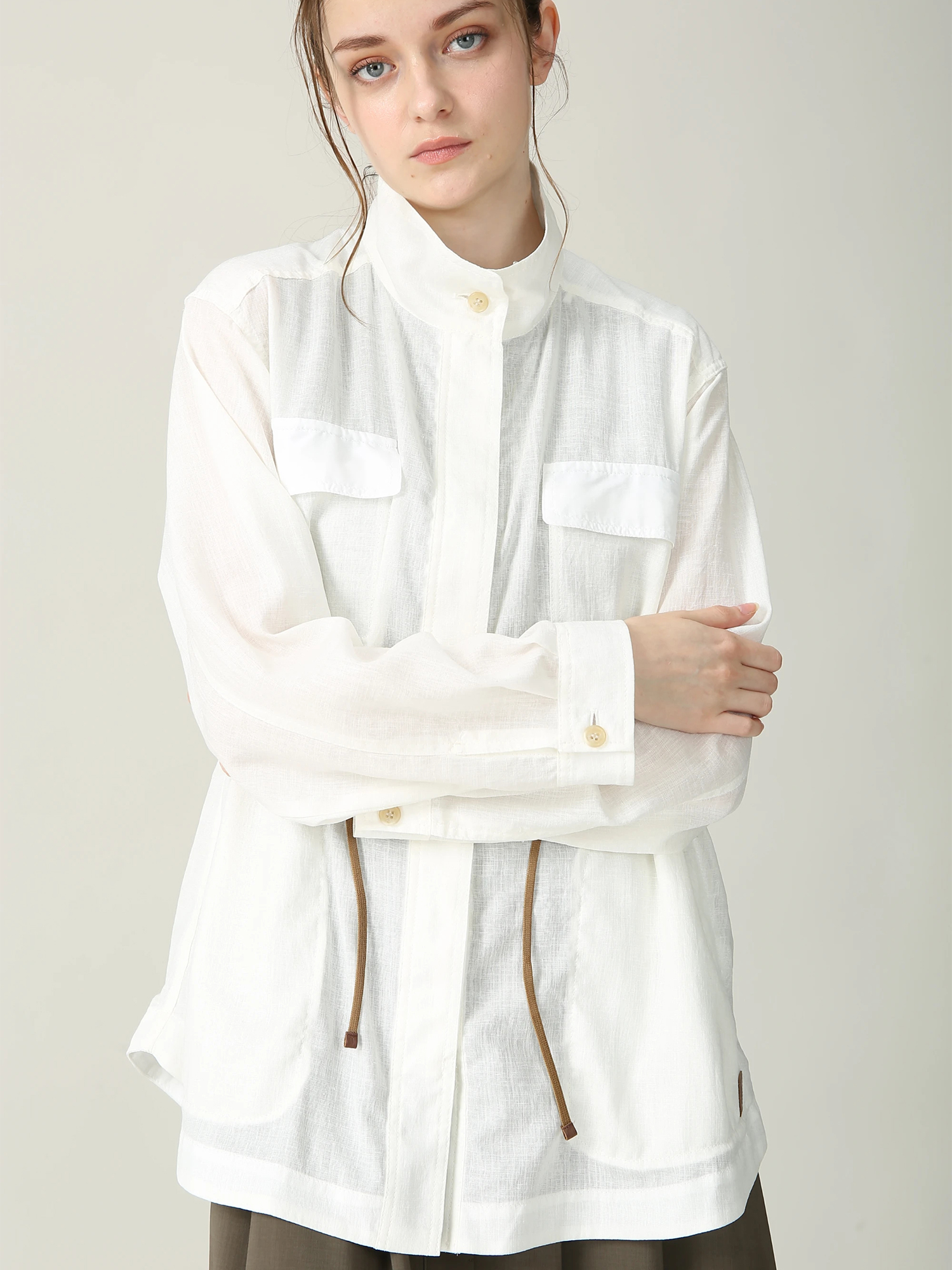 MORABITO BLANC モラビトブラン コットン シアー ブラウス 牛革 MORABITO BLANC モラビトブラン コットン シアー ブラウス 牛革