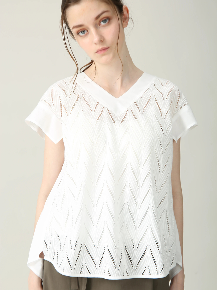 MORABITO BLANC(モラビトブラン) |レリーフ エンブロイダリー Tシャツ カットソー