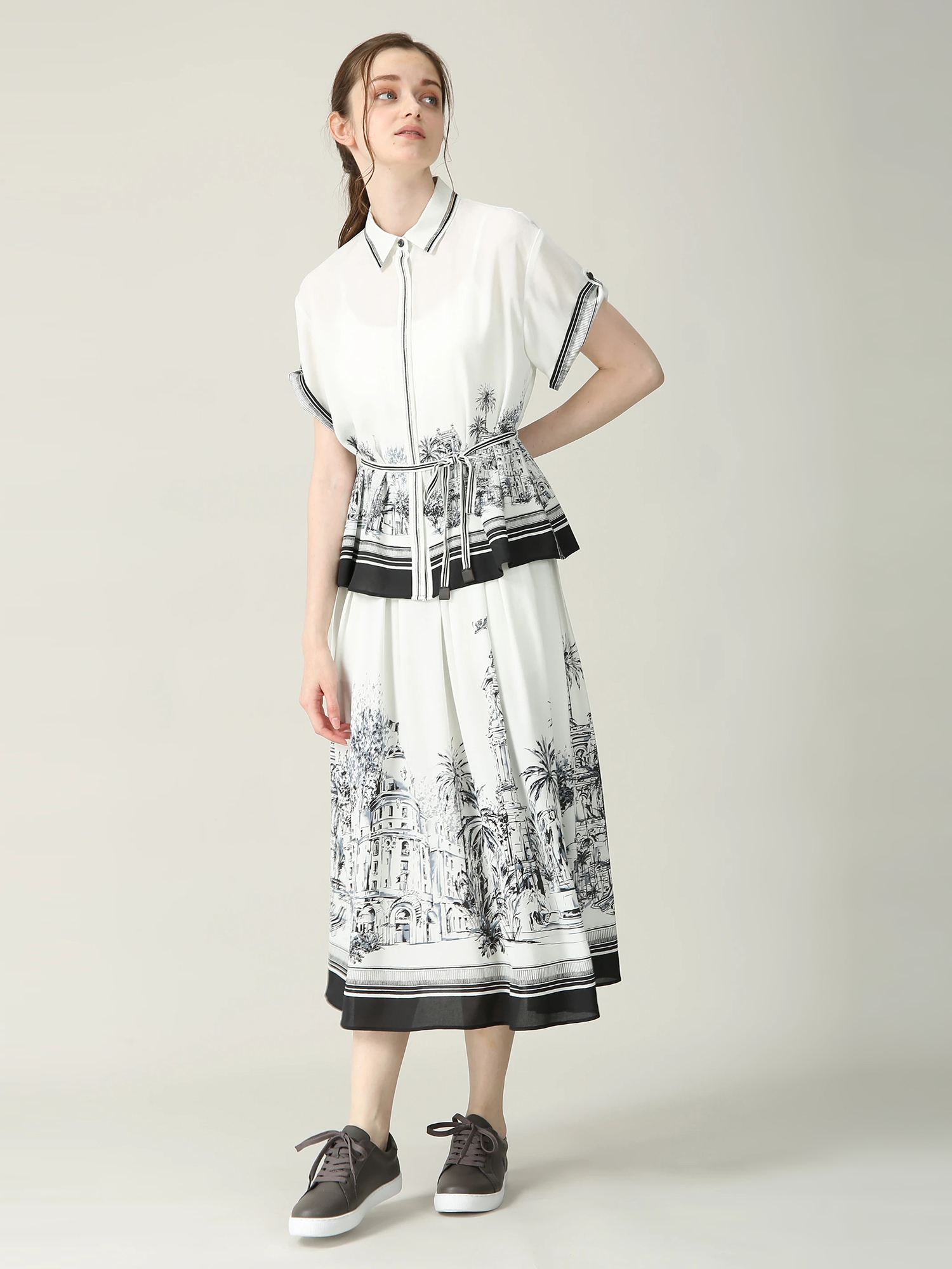 ニース パネルプリント ブラウス シャツ ｜ MORABITO BLANC（モラビト