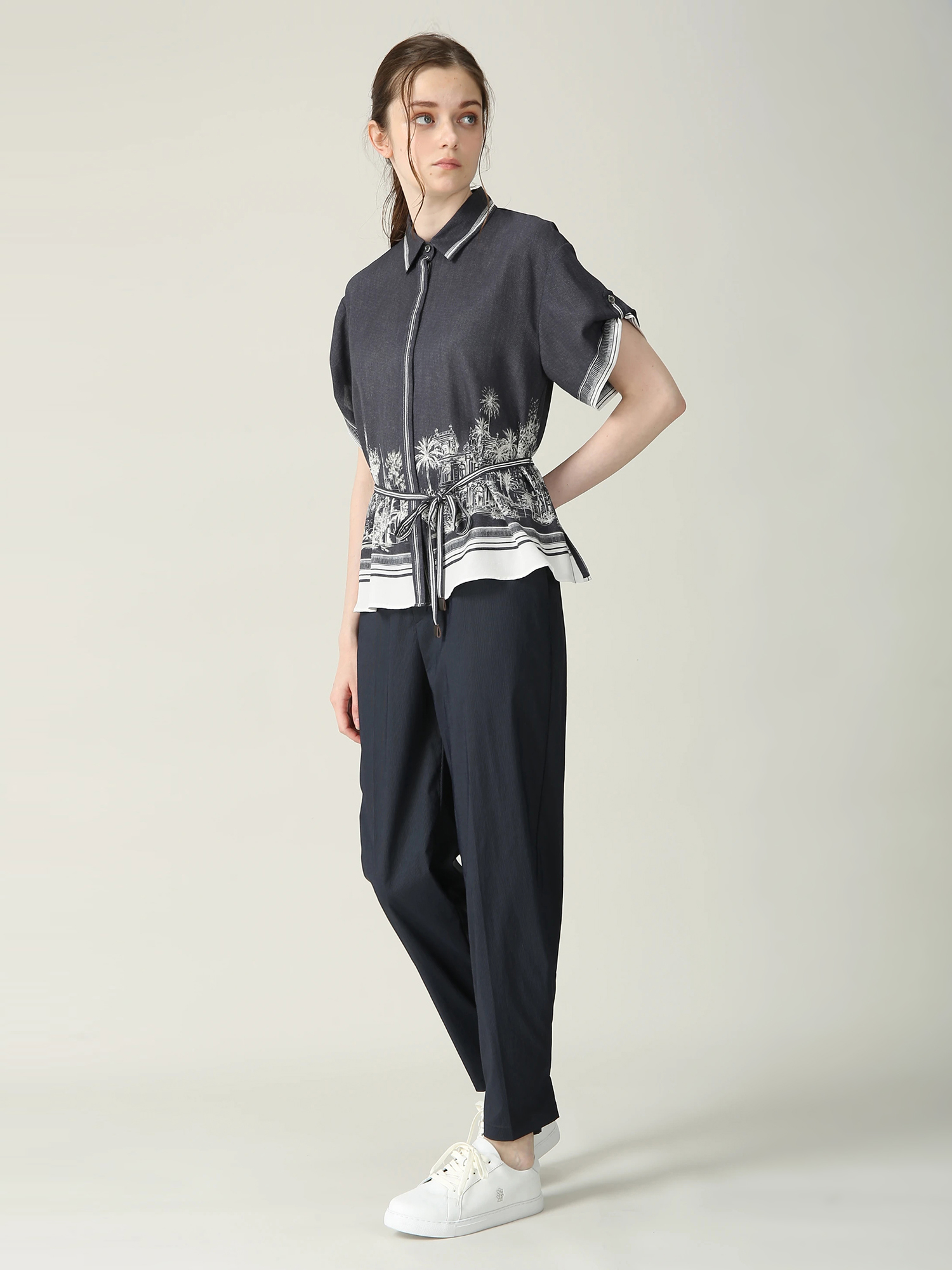 ニース パネルプリント ブラウス シャツ ｜ MORABITO BLANC（モラビト