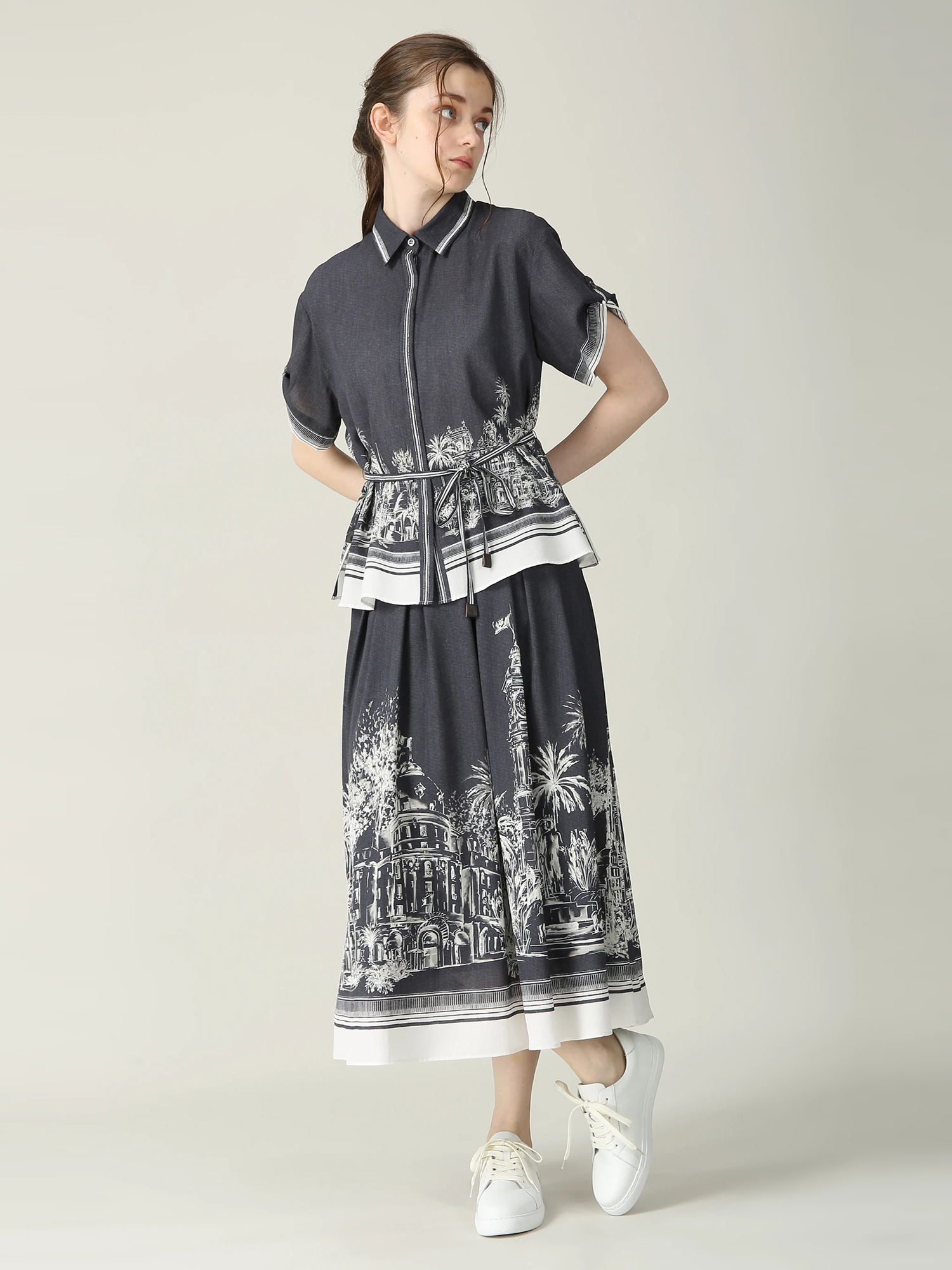 ニース パネルプリント ブラウス シャツ ｜ MORABITO BLANC（モラビト