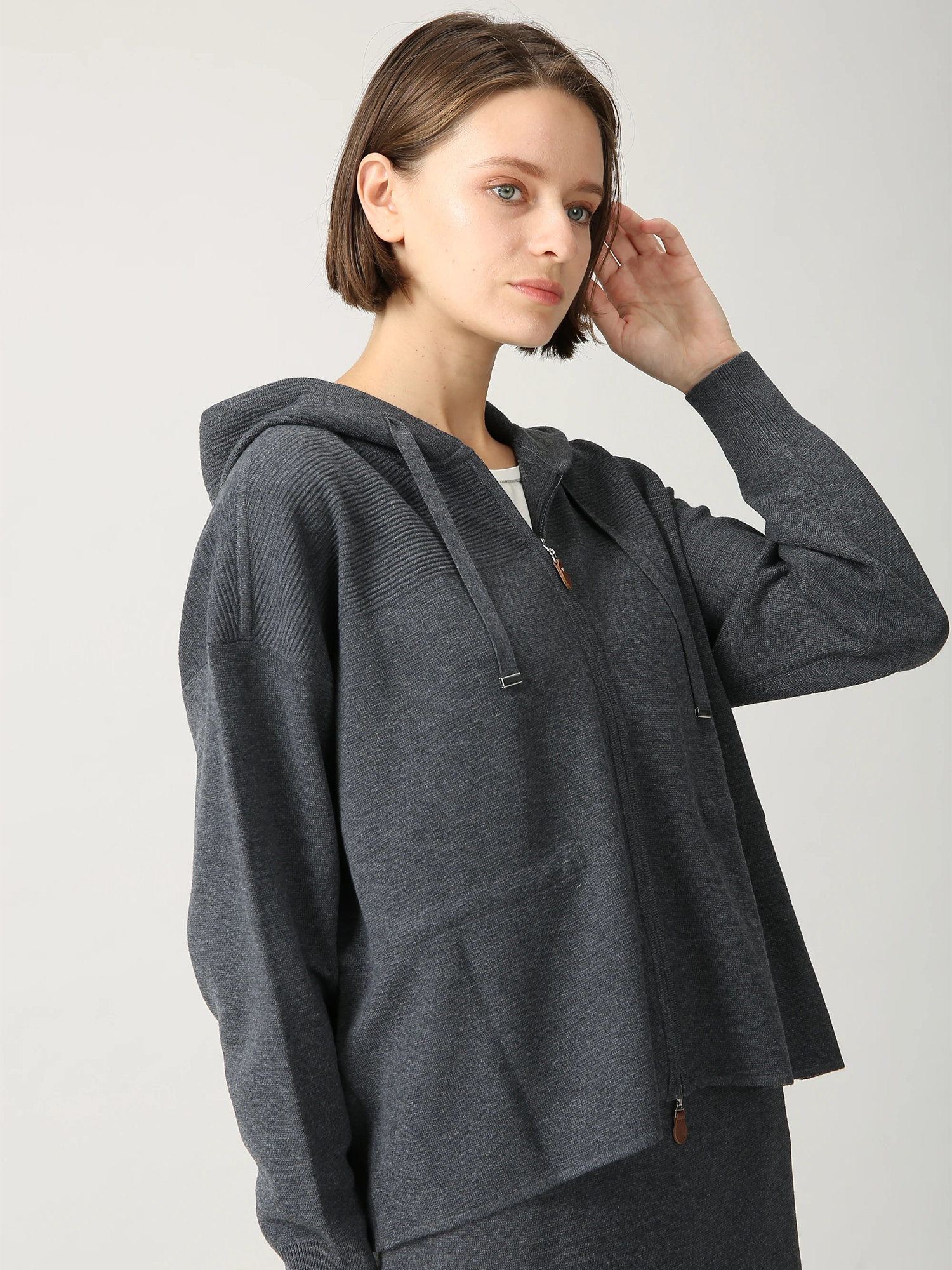 シックスディーブ ミラノリブ ニット パーカー カーディガン フーディ