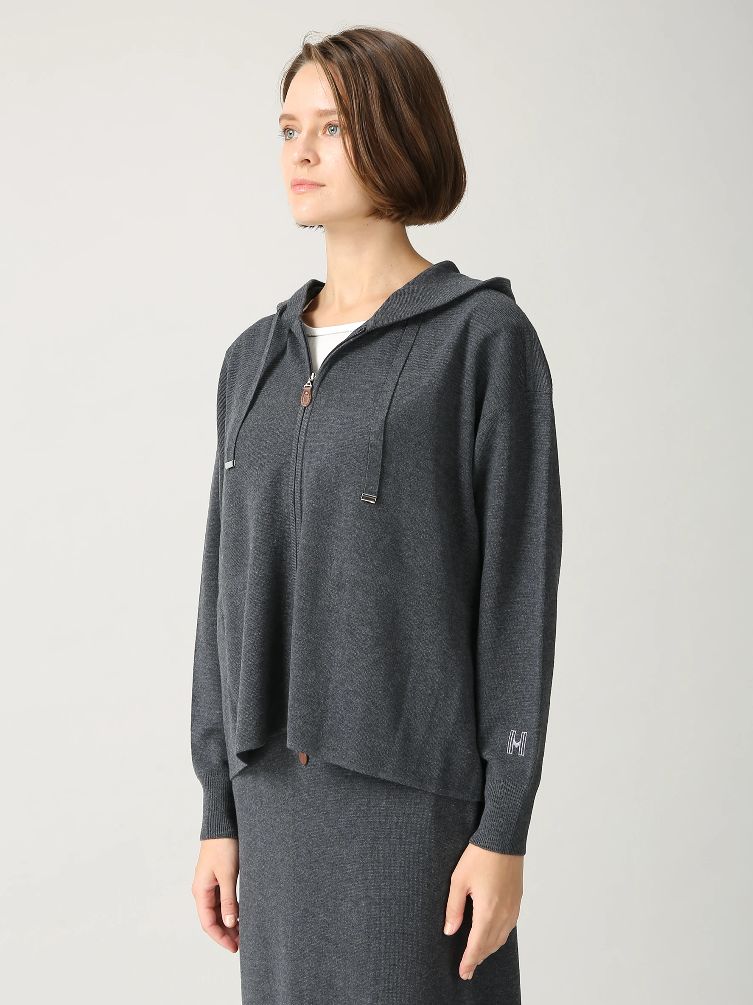 シックスディーブ ミラノリブ ニット パーカー カーディガン フーディ