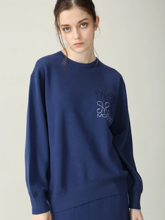 美品 PINORE ピノーレ ウール ニット セーター カットソー 長袖 フェイクレザー 切替 8123-51329 サイズ38 オレンジ/ブラウン レディース 古着 中古 ピュアカシミヤニット （ニット・セーター）｜ADORE / アドーア