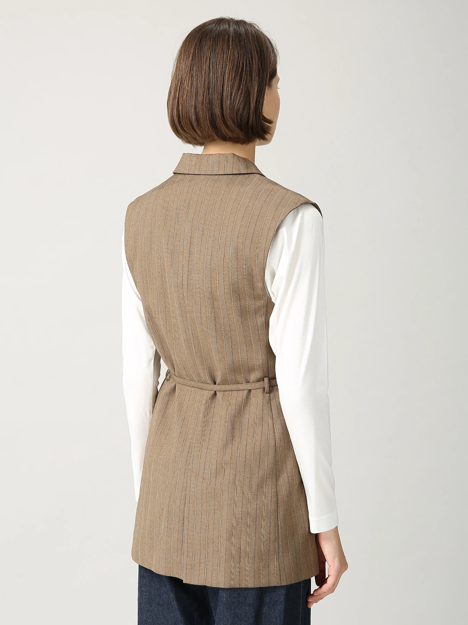 ヘリボーンストライプ ロング ジレ ベスト ｜ MORABITO BLANC