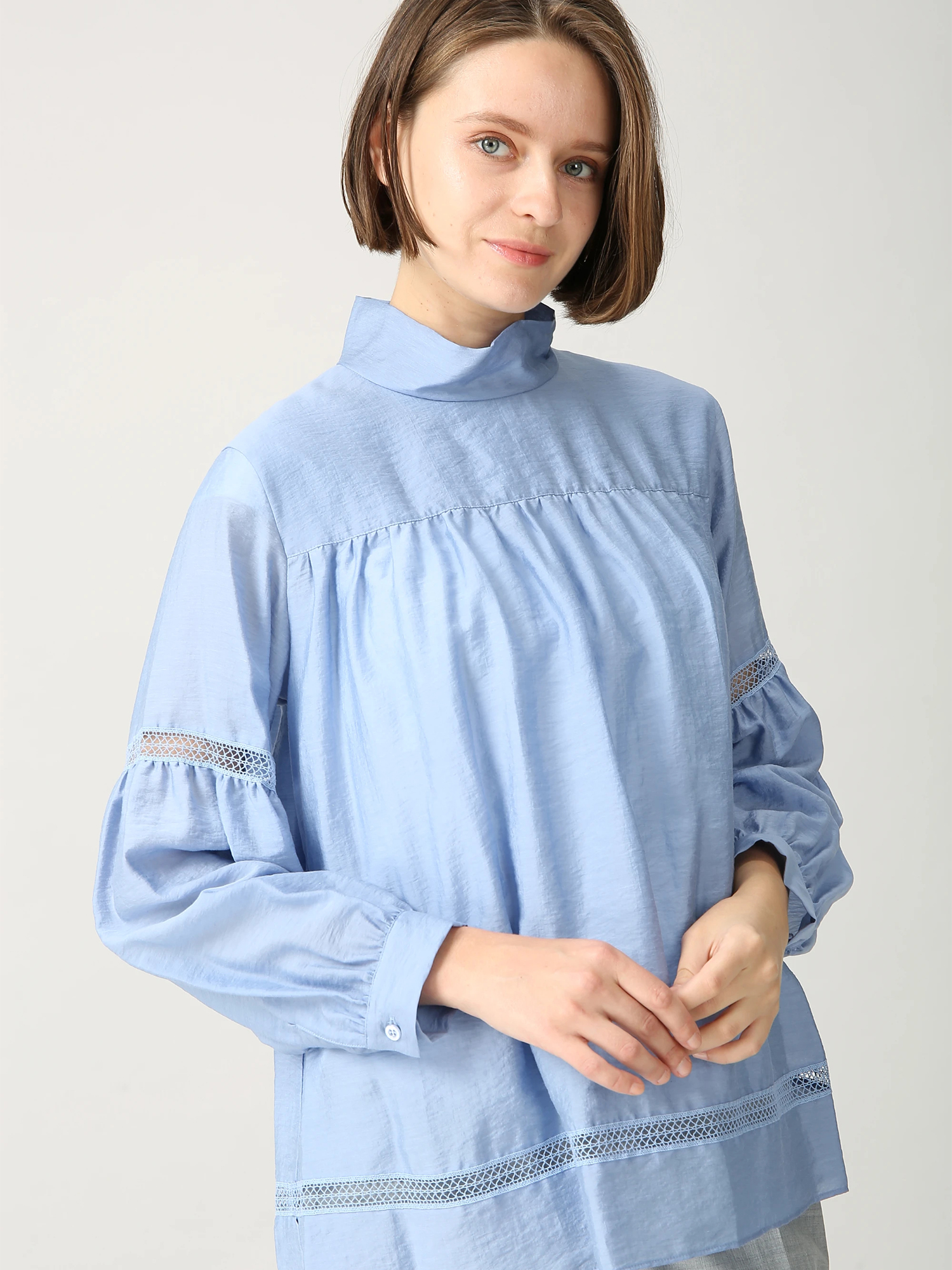 日本製】シアーシルク プルオーバー ブラウス シャツ ｜ MORABITO