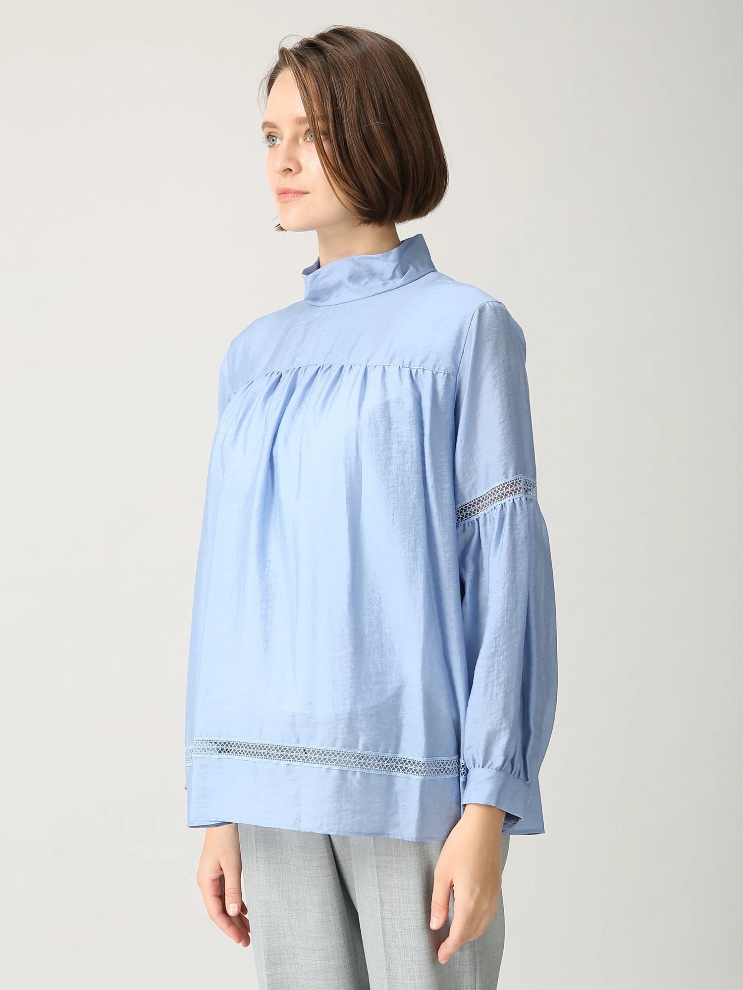 日本製】シアーシルク プルオーバー ブラウス シャツ