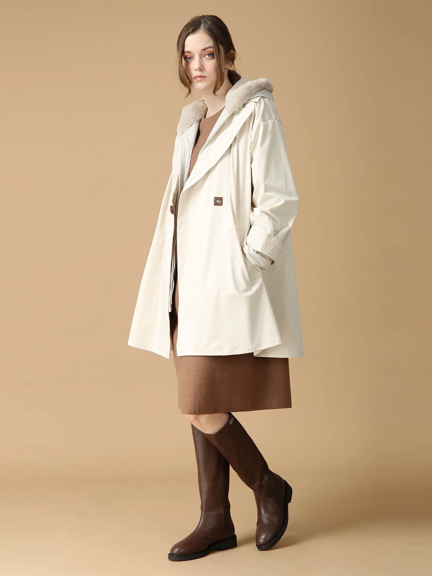 日本製】 ウールカシミヤリバー ワンピース ドレス ｜ MORABITO BLANC