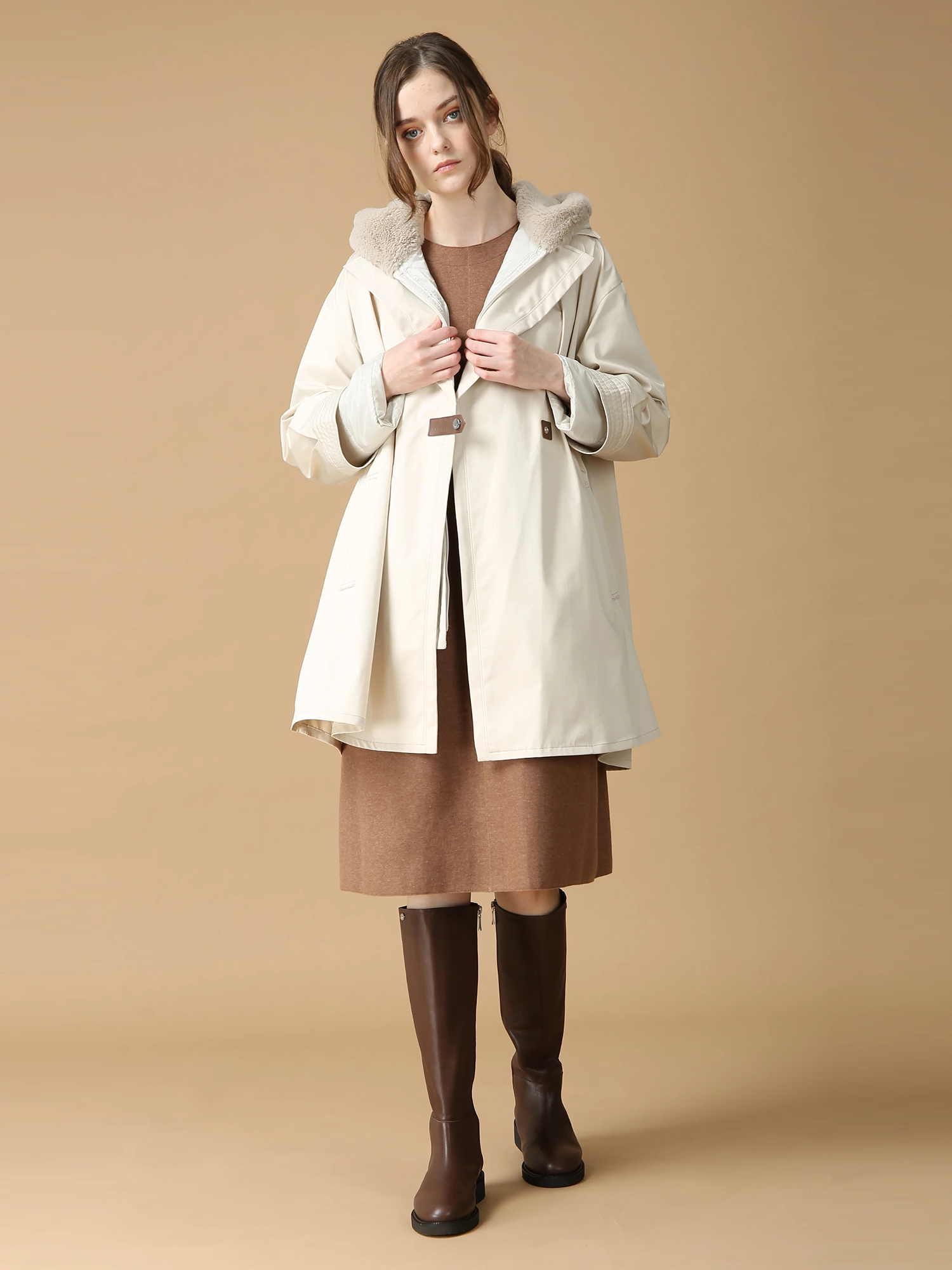 日本製】 ウールカシミヤリバー ワンピース ドレス ｜ MORABITO BLANC