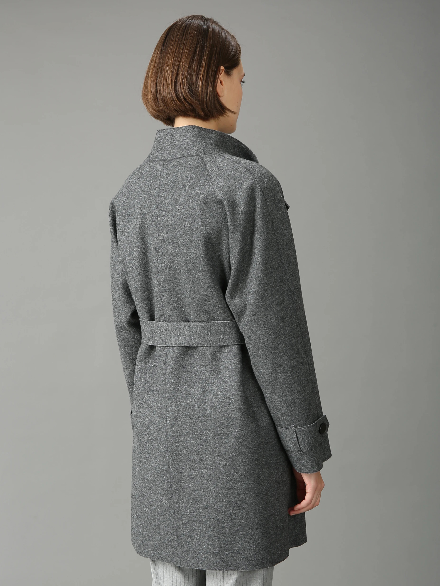 MORABITO グレー ウール　ハーフコート エクラ掲載】【日本製】 ウールカシミヤリバー コート ｜ MORABITO