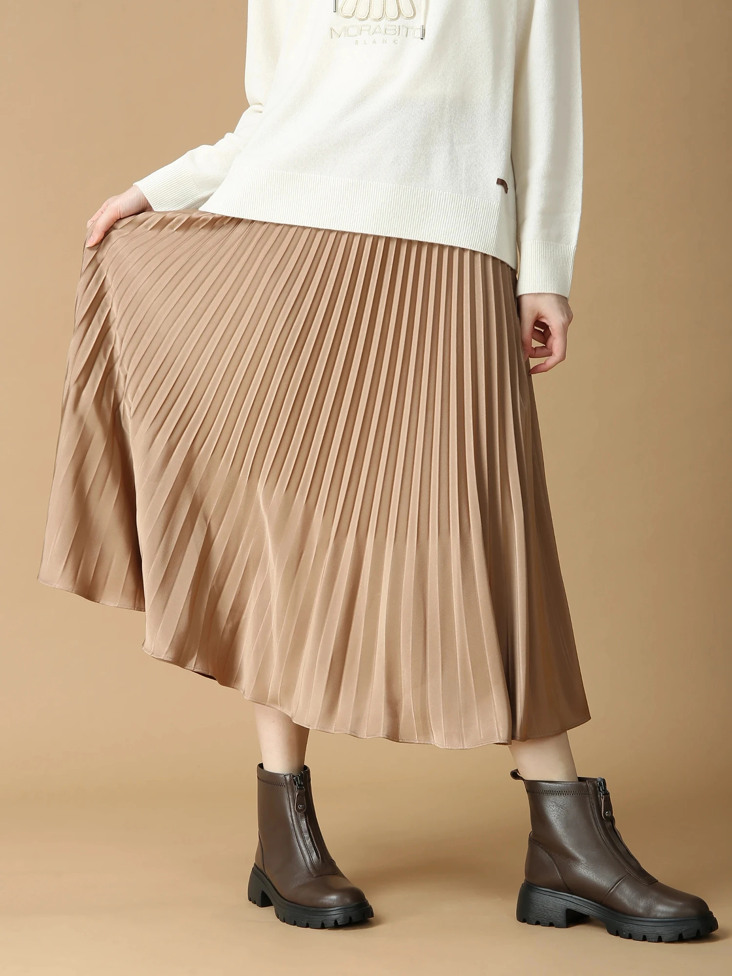 日本製】 プルントサテン スカート ｜ MORABITO BLANC（モラビトブラン
