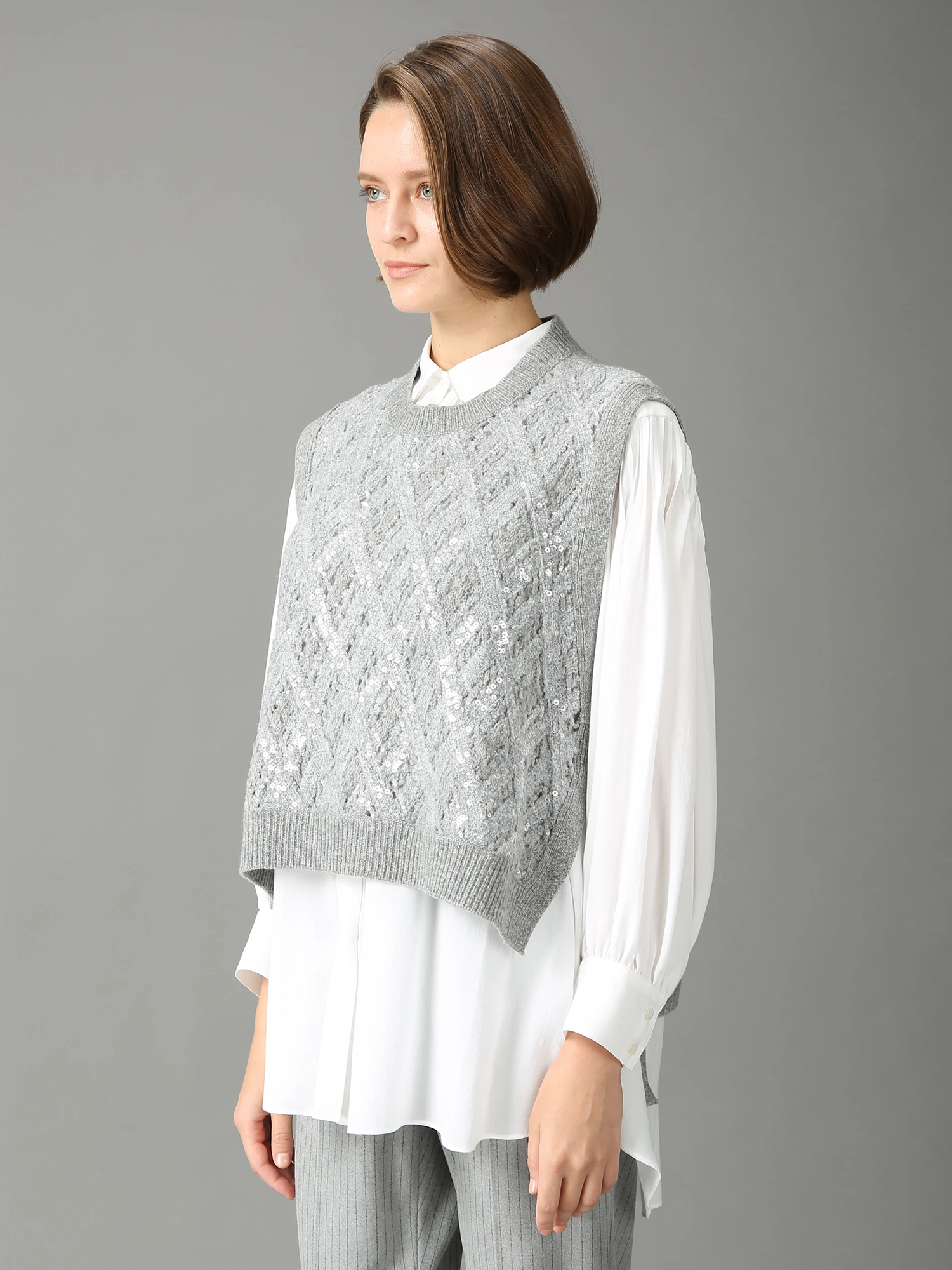 エクラ掲載】 オージーメリノニット ベスト ジレ ｜ MORABITO BLANC