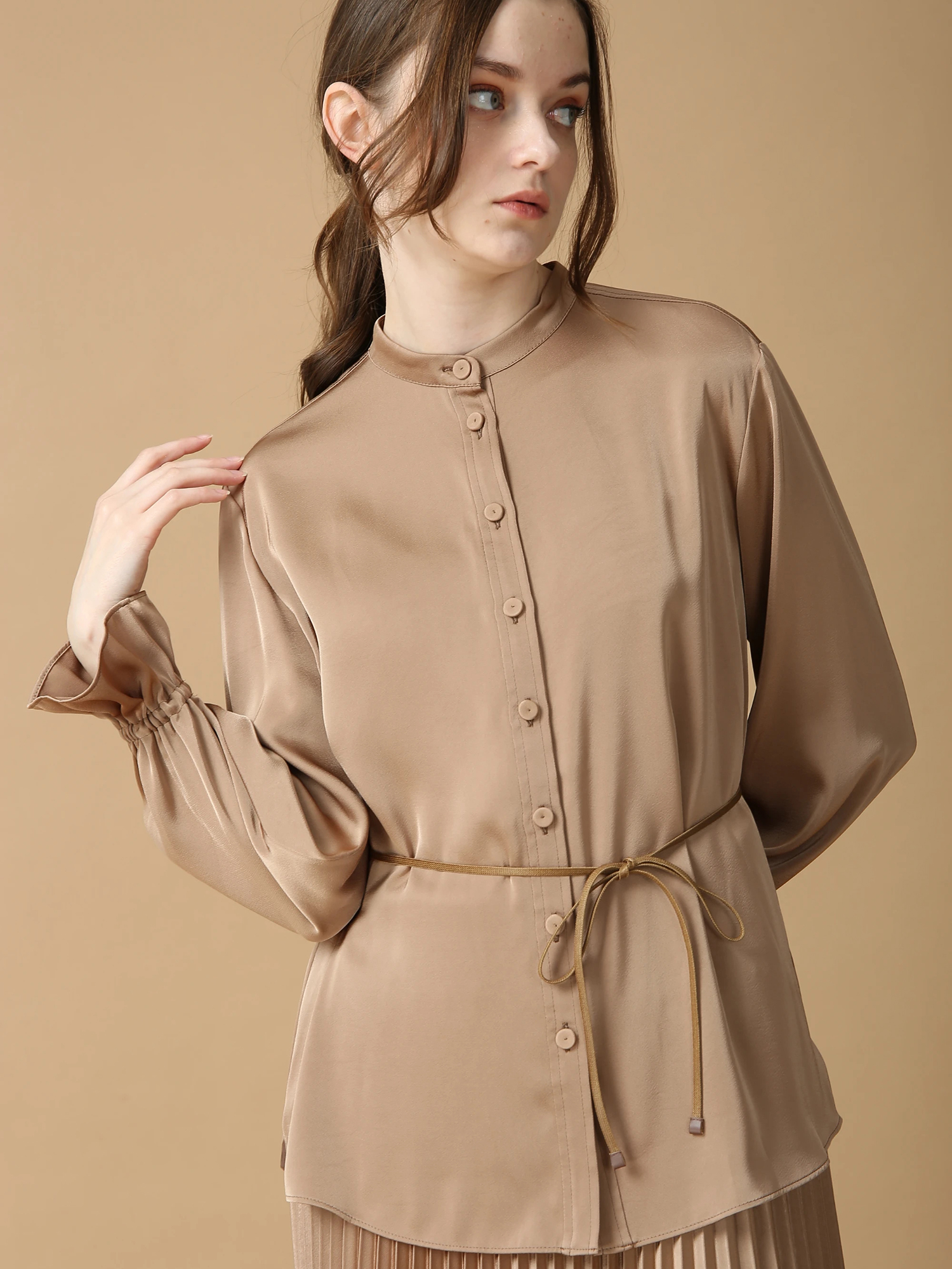 プルントサテン ブラウス シャツ ｜ MORABITO BLANC（モラビト