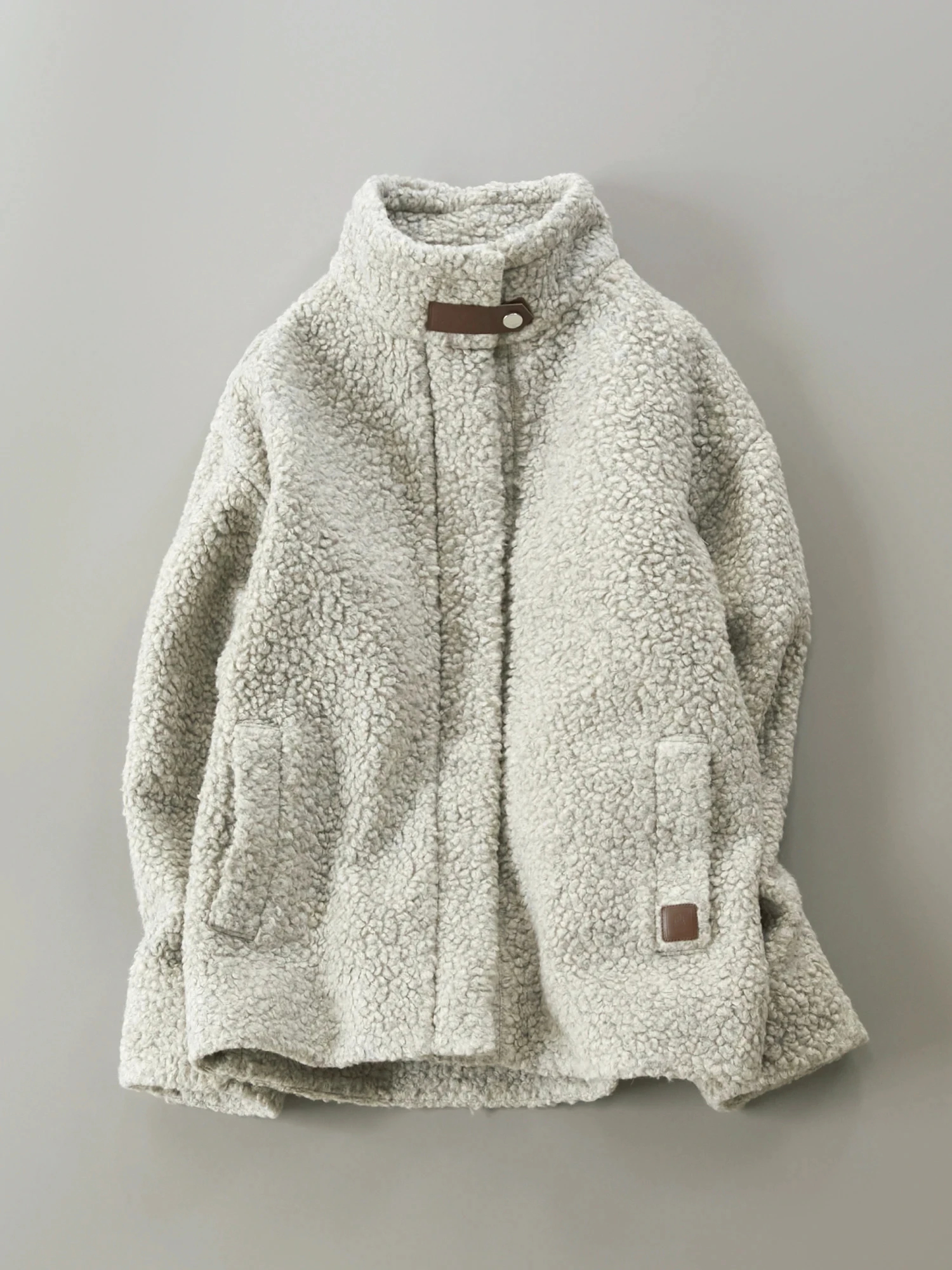 美品 モラビト MORABITO ウール混 プードルボアコート グレー 38 ビッグパイル ボア ジャケット ｜ MORABITO BLANC（モラビトブラン