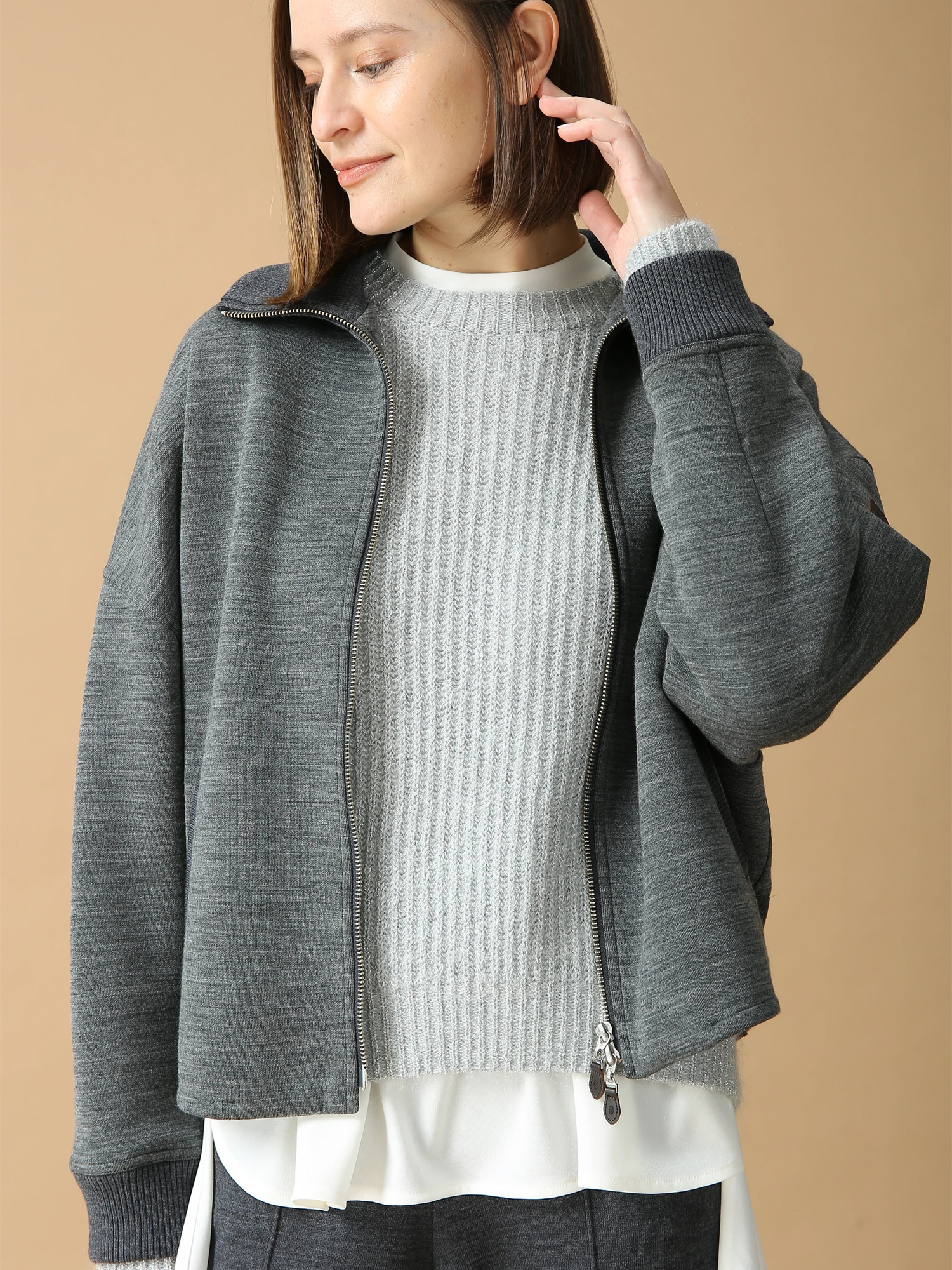 ウールダンボール ジップ ジャケット カーディガン ｜ MORABITO BLANC