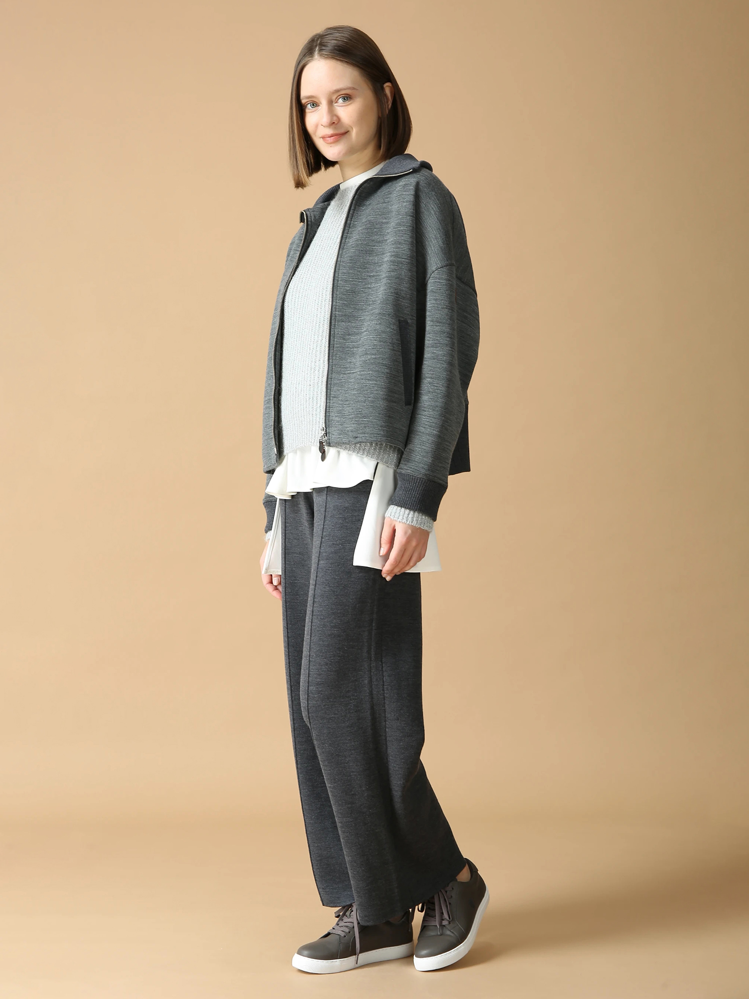 ウールダンボール ジップ ジャケット カーディガン ｜ MORABITO BLANC