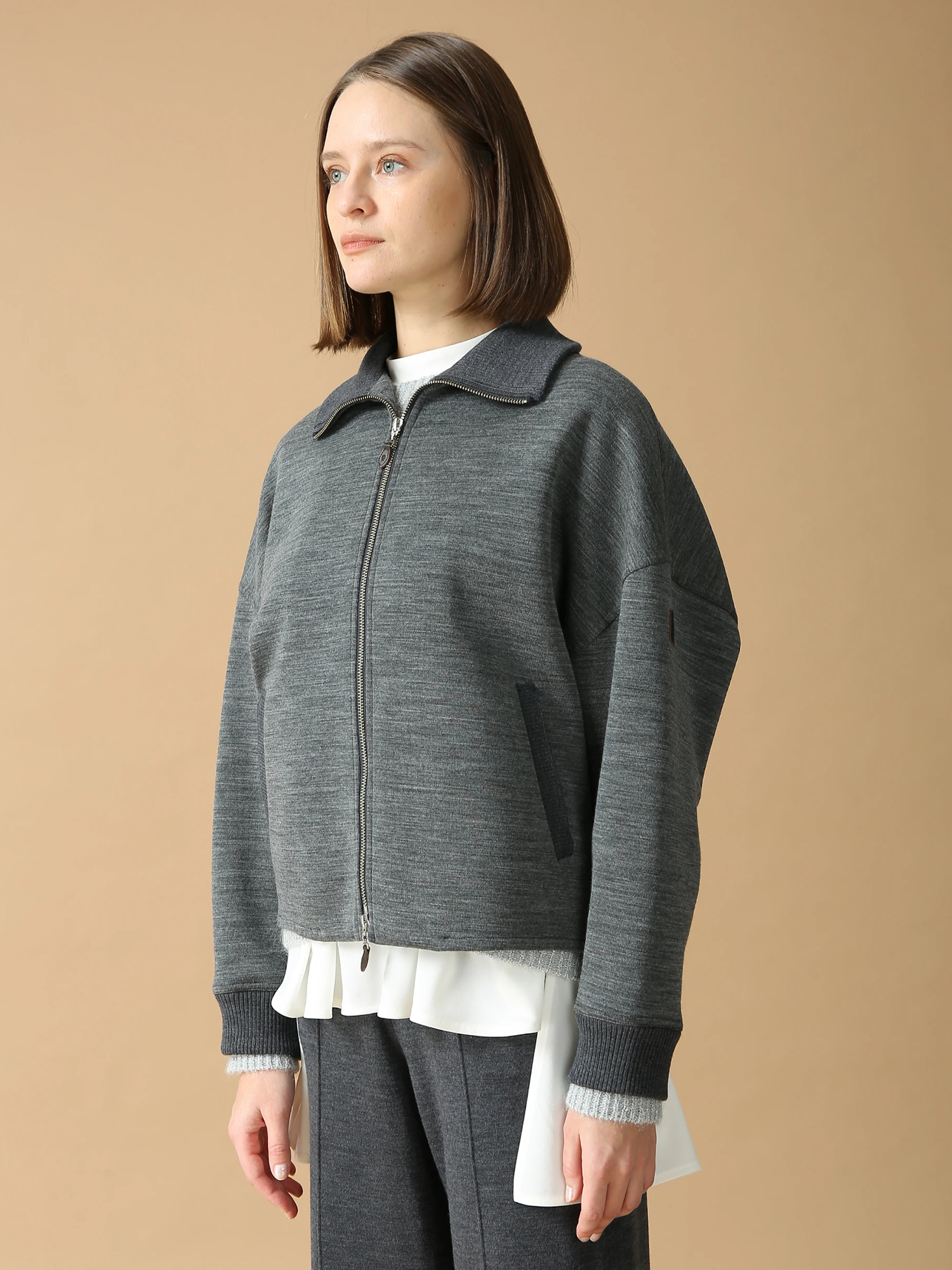 ウールダンボール ジップ ジャケット カーディガン ｜ MORABITO BLANC