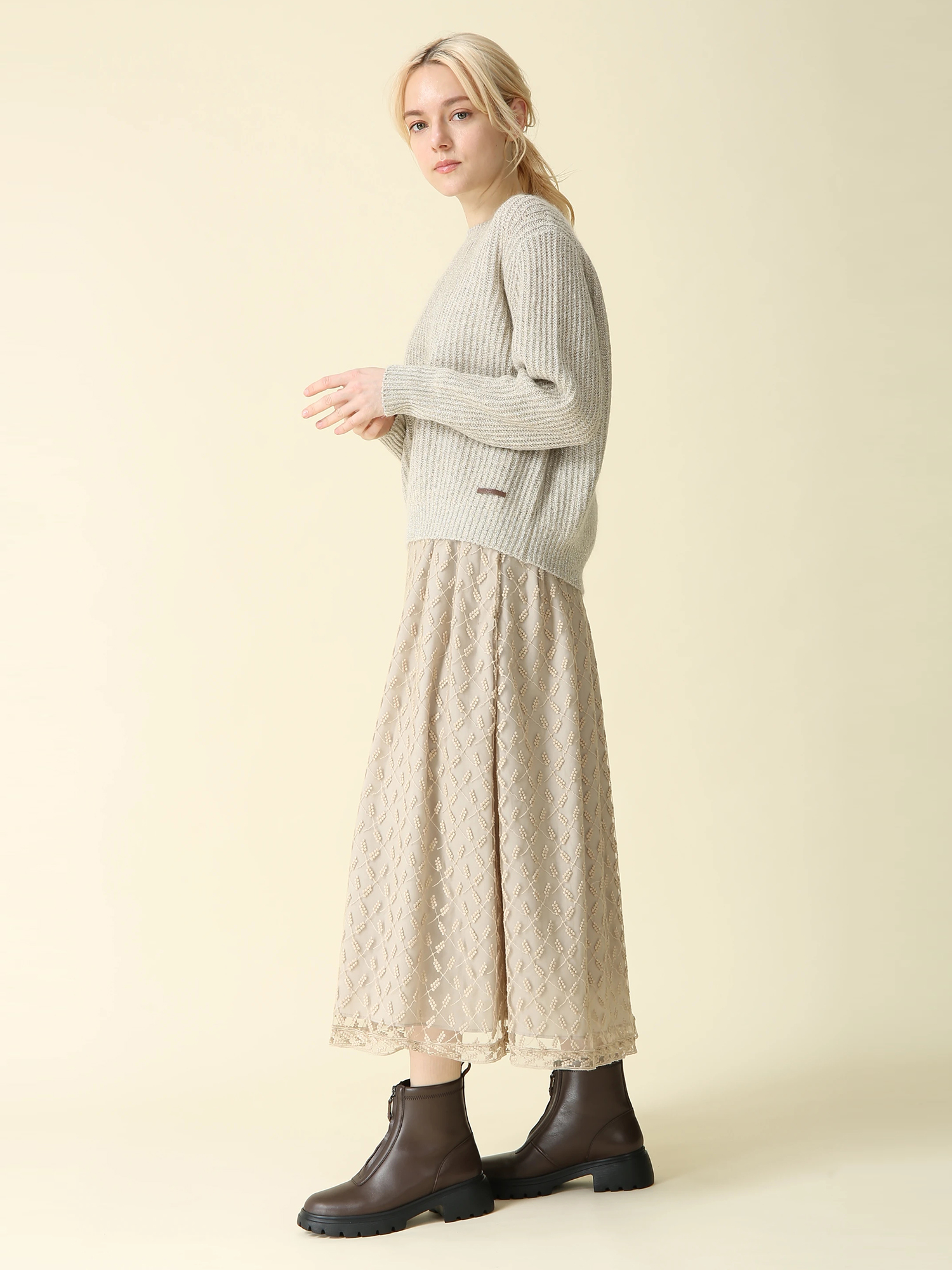 日本製】 ラメリリー リブ ニット セーター ｜ MORABITO BLANC