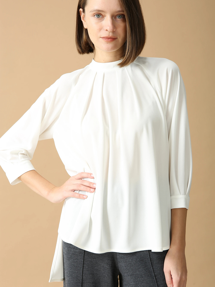 MORABITO BLANC(モラビトブラン) |アセテート強撚ポンチ プルオーバー ブラウス シャツ