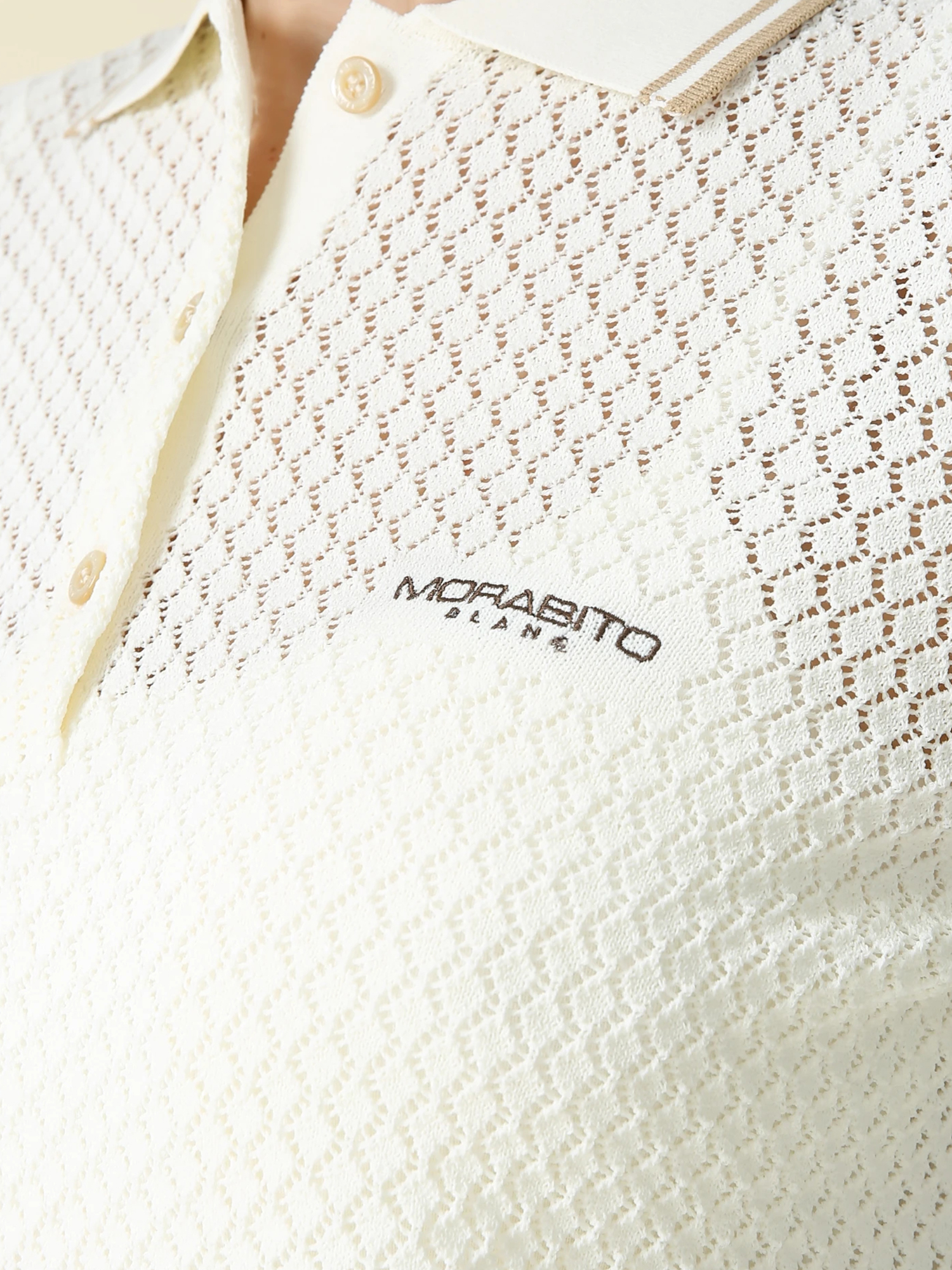 美品-MORABITO BLANC ネイビージャンパー　40 シャイニー ニット ポロシャツ ｜ MORABITO BLANC（モラビトブラン