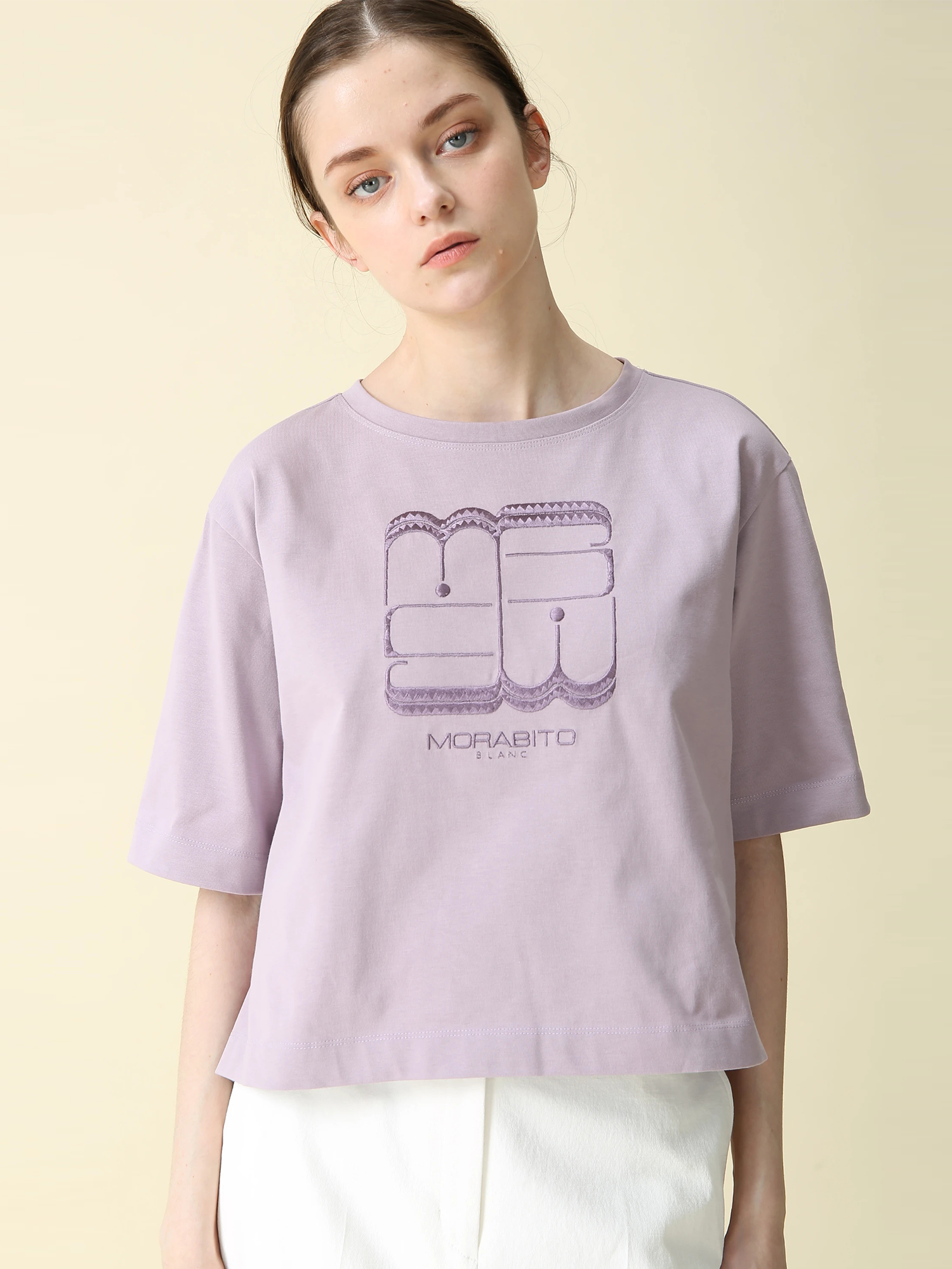 予約】ロゴモチーフ刺繍 ファンクショナル カットソー Tシャツ