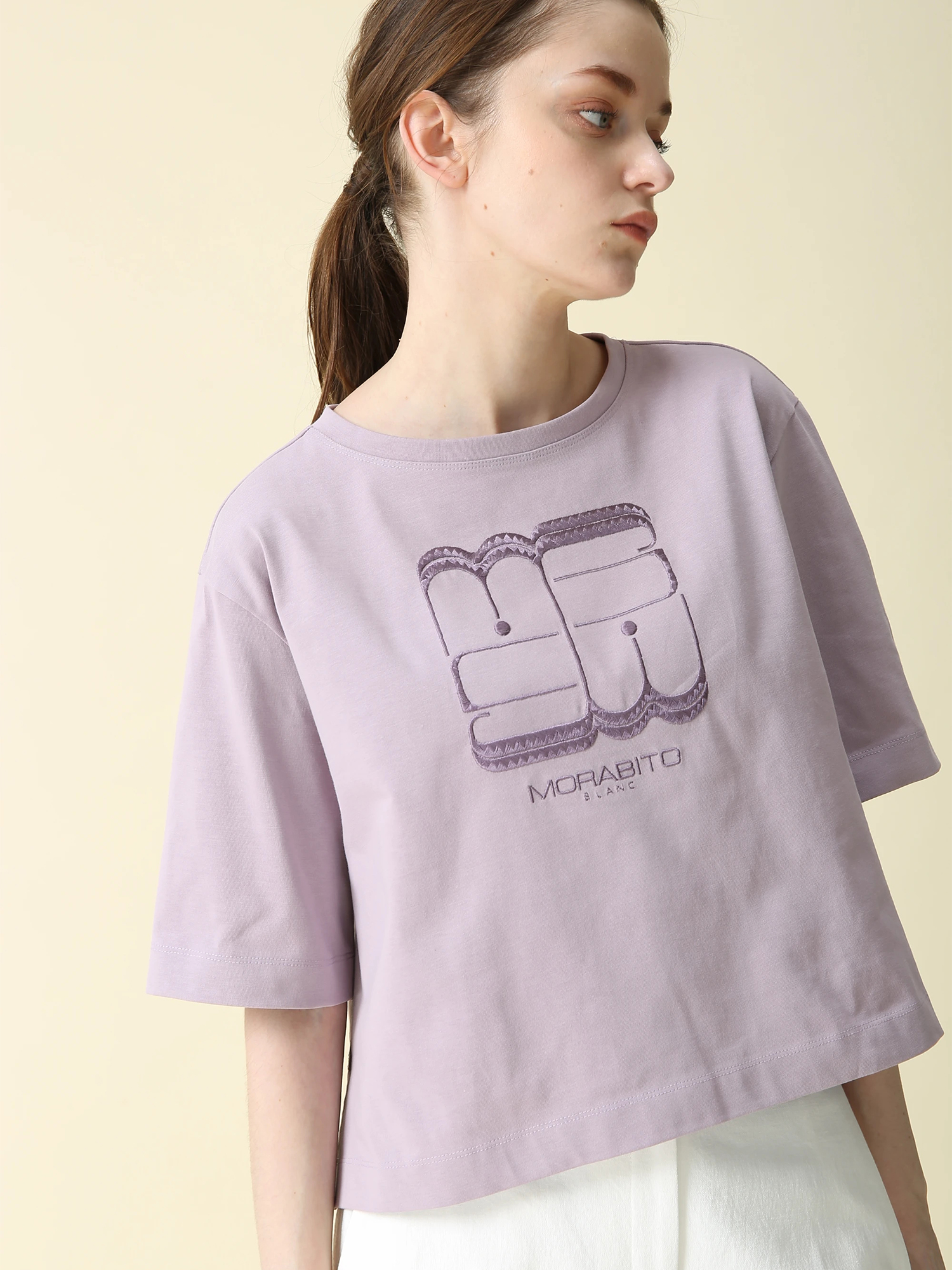 予約】ロゴモチーフ刺繍 ファンクショナル カットソー Tシャツ