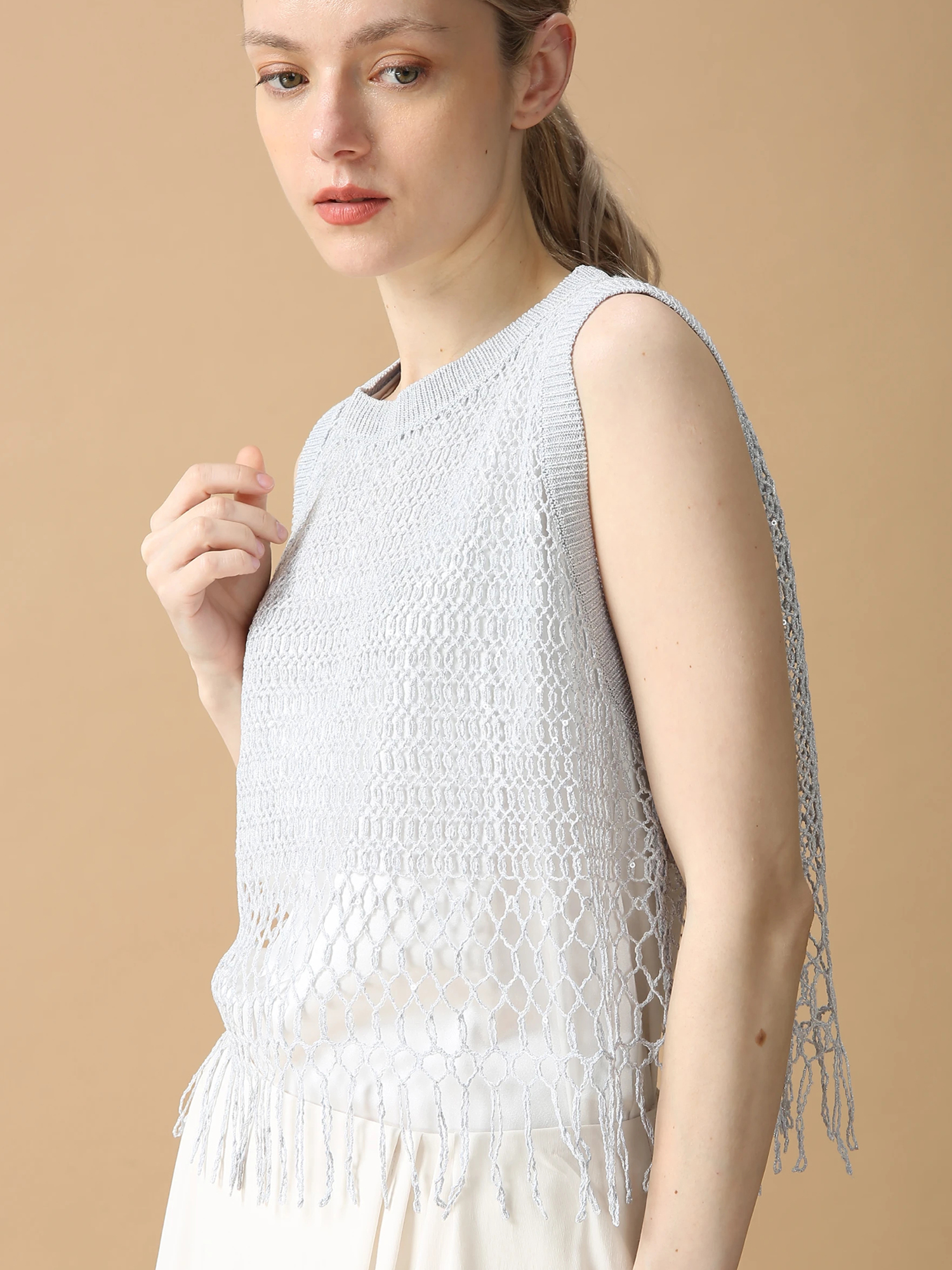 【新品】モラビト　ブラン　MORABITO BLANC ブラウン　ベスト バーラフリンジ ベスト ジレ ｜ MORABITO BLANC（モラビトブラン）｜.K