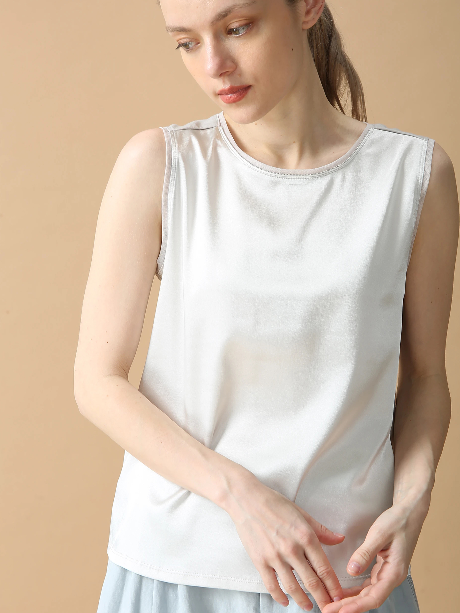 ゾッコンスムースカットソー Tシャツ ノースリーブ ｜ MORABITO BLANC