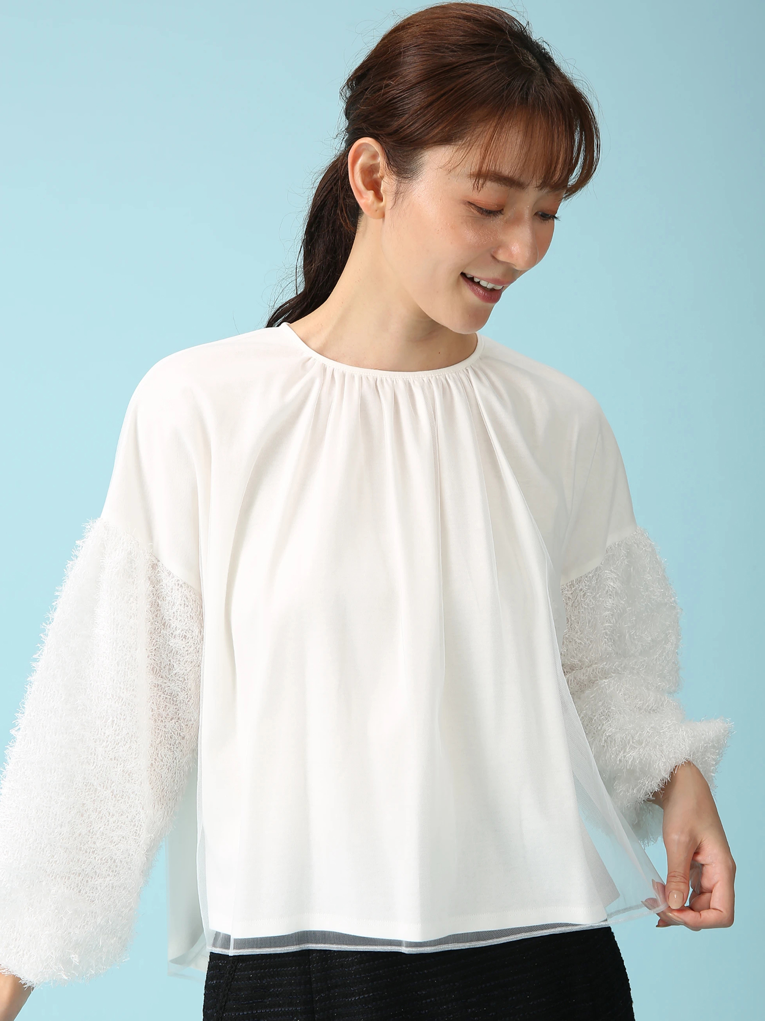 SALE 7/31(木)で終了】 スムースコットン プルオーバー ブラウス