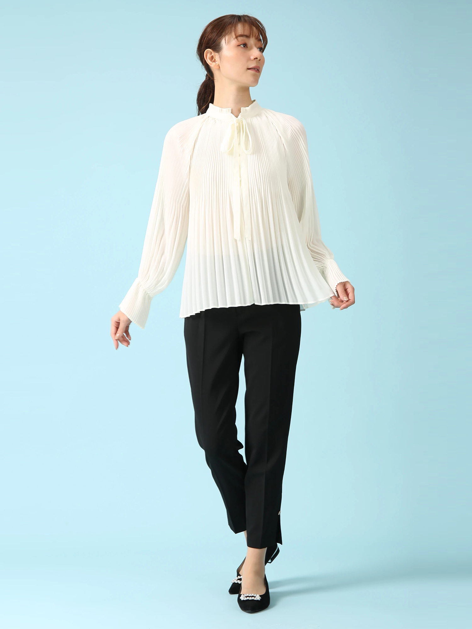 SALE 7/31(木)で終了】 ストレッチ テーパードパンツ スリット