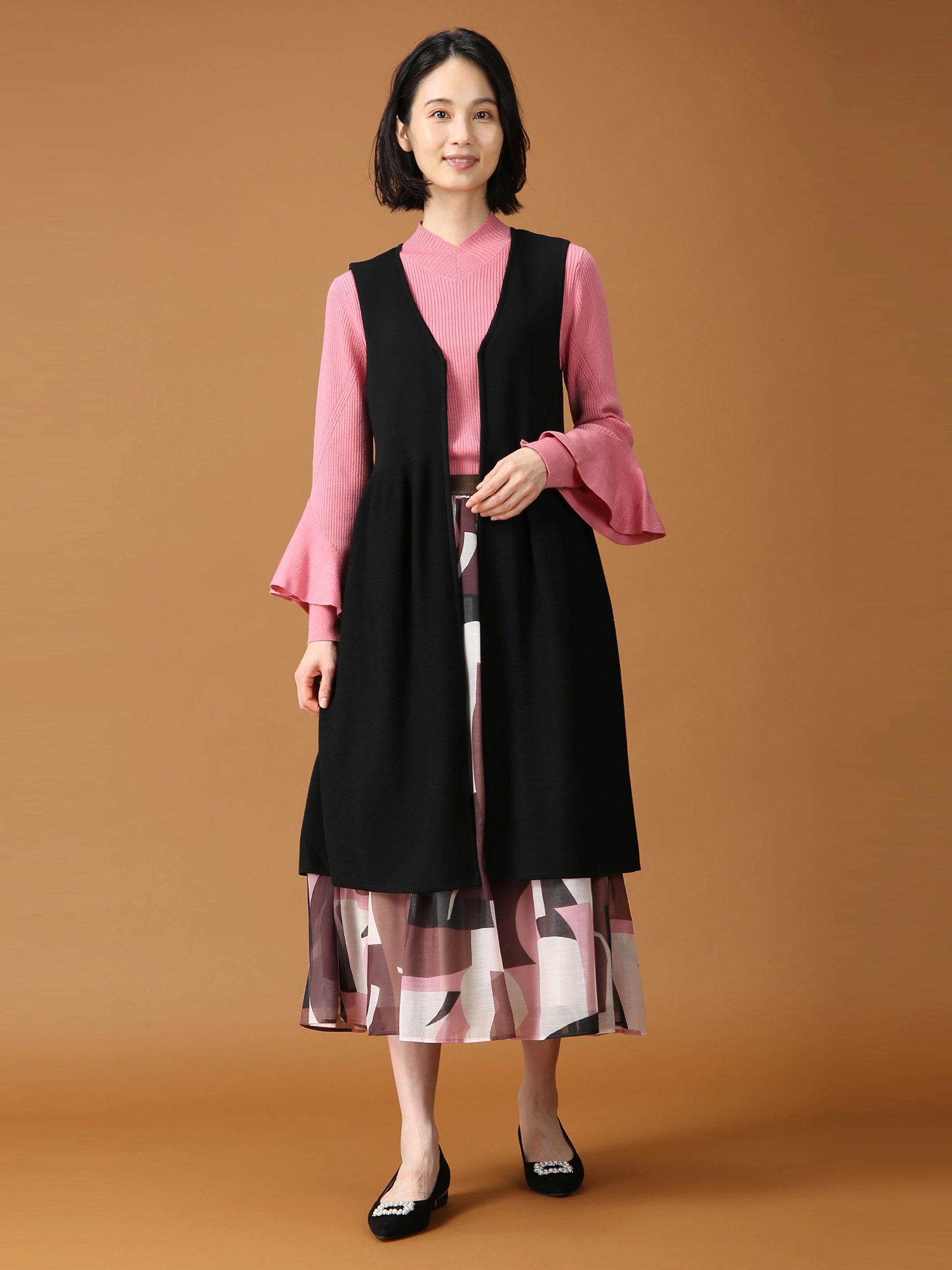 モラビト　ロングベスト　ジレ エクラ掲載モデル】 プレミアム リバー ジレ ロング丈
