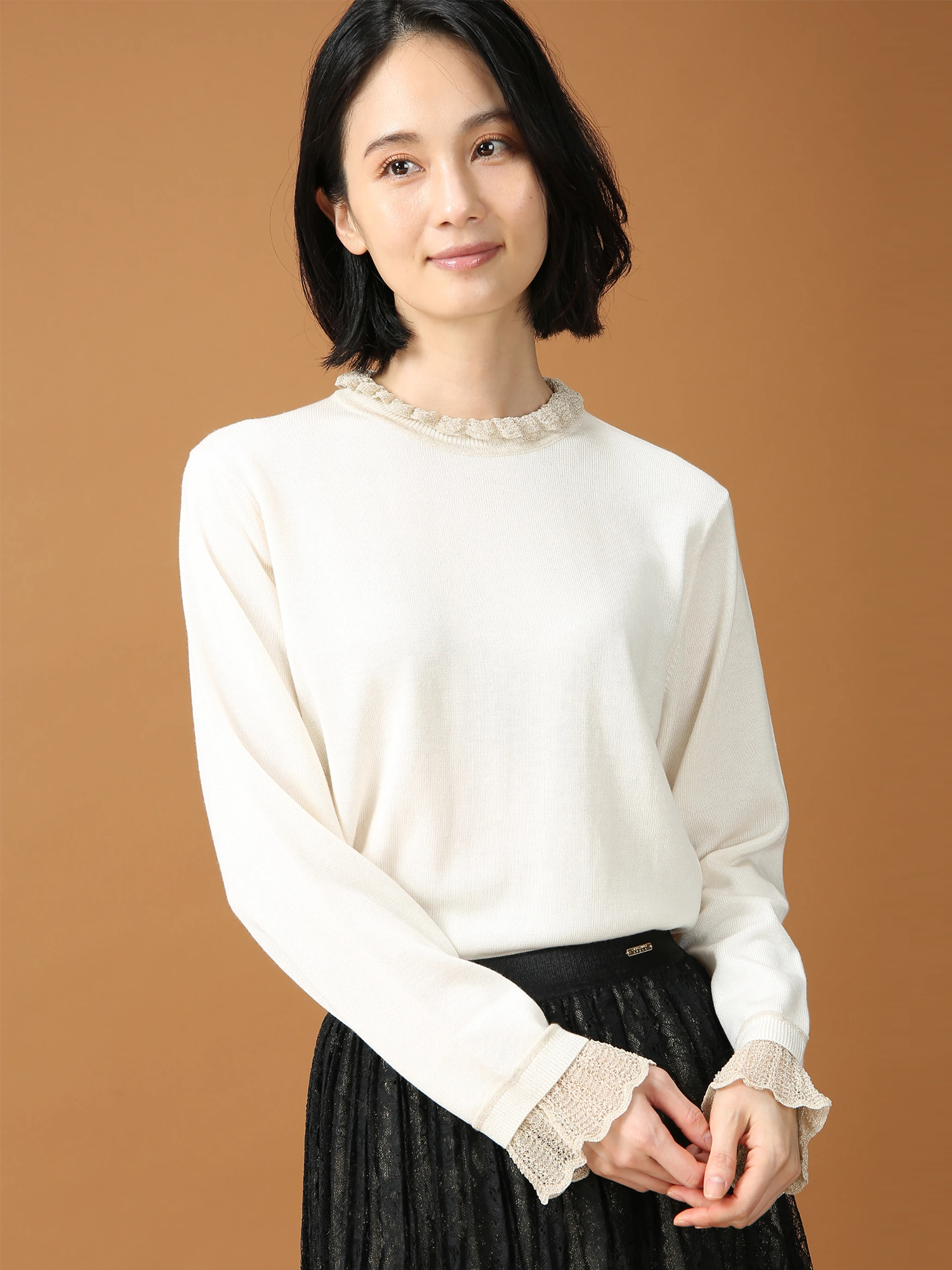 SALE 7/31(木)で終了】 ラメ フリル ニット セーター