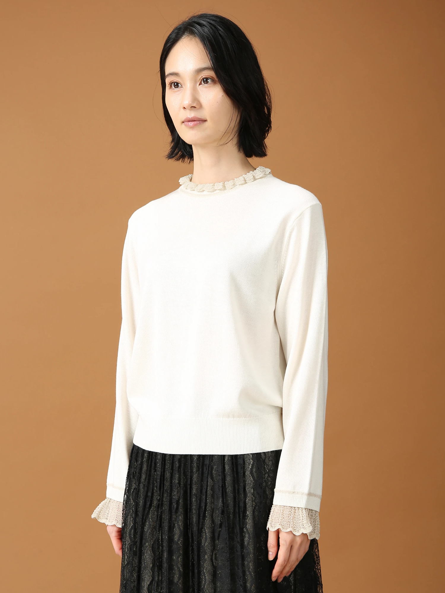 SALE 7/31(木)で終了】 ラメ フリル ニット セーター