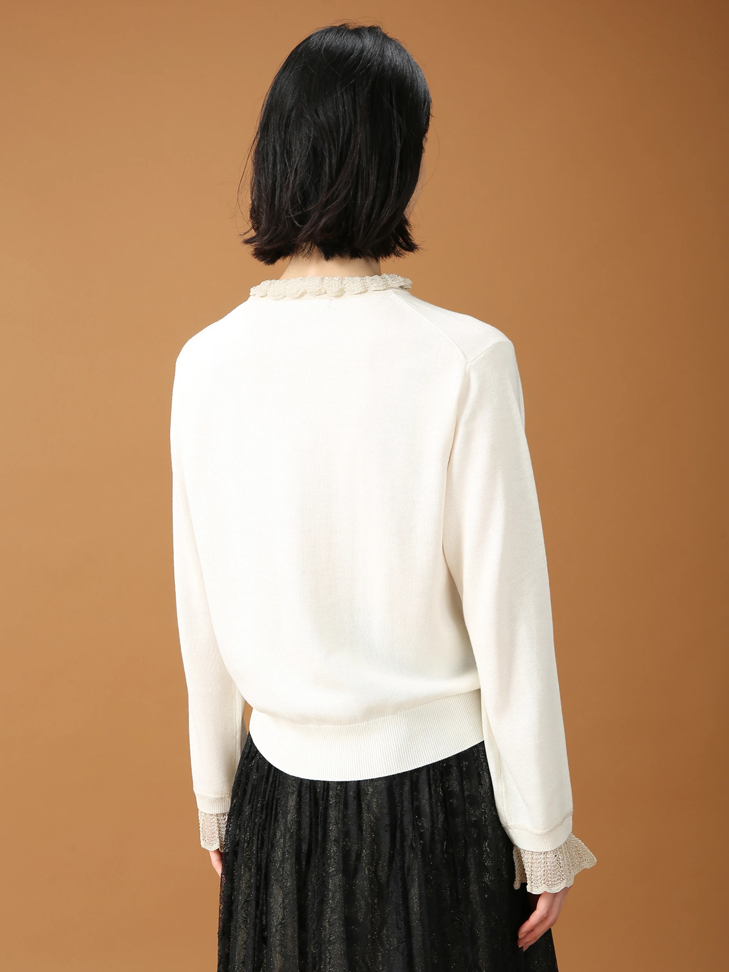 SALE 7/31(木)で終了】 ラメ フリル ニット セーター