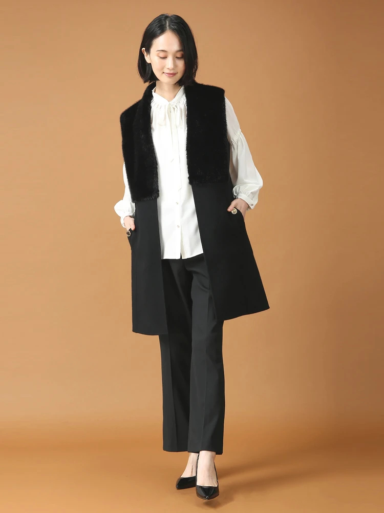 エクラ掲載モデル】 プレミアム リバー ジレ ロング丈
