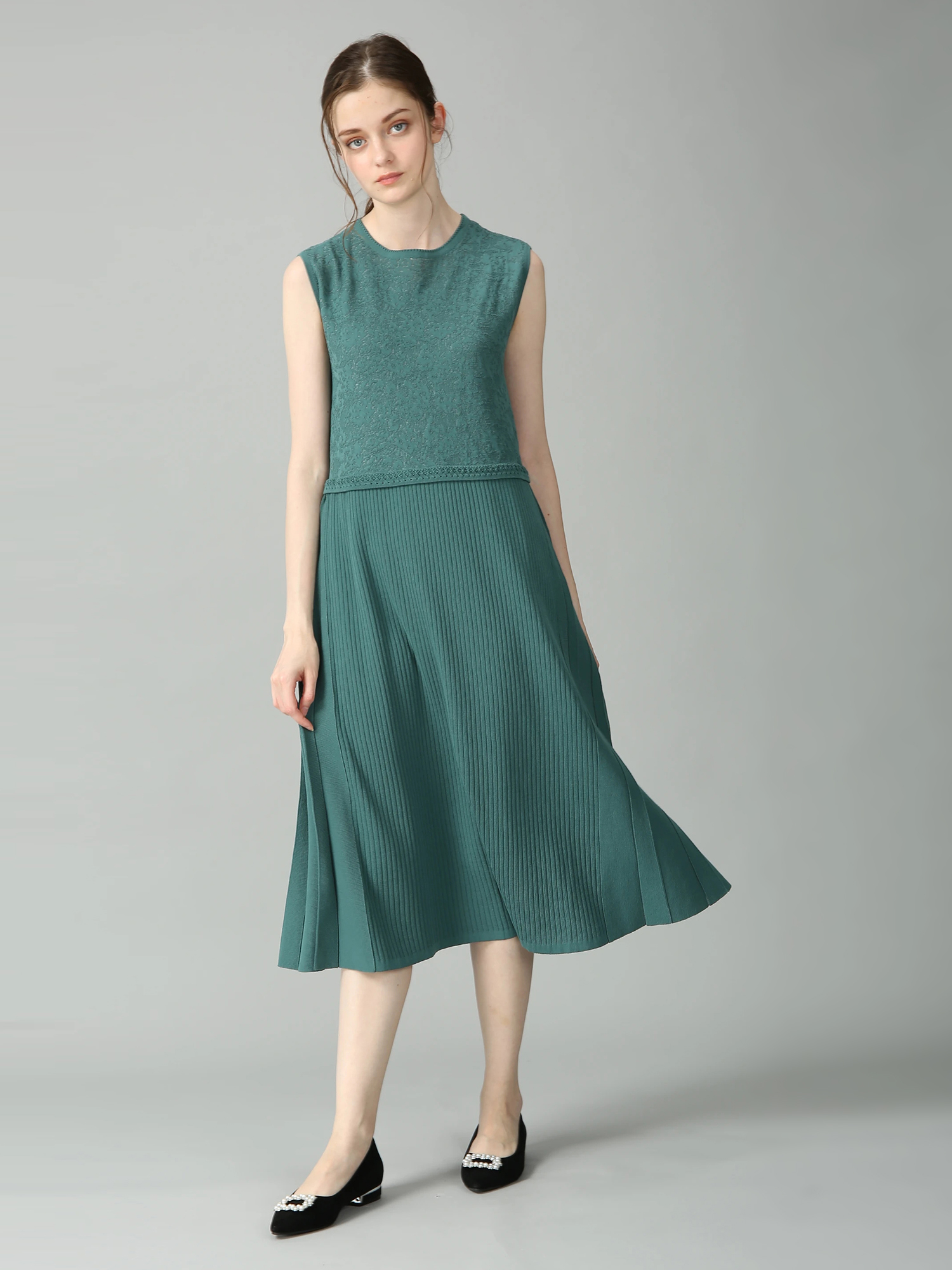 モラビトスペル　ワンピース38 ジャガード レーシー ワンピース ドレス ｜ MORABITO SPELL（モラビト