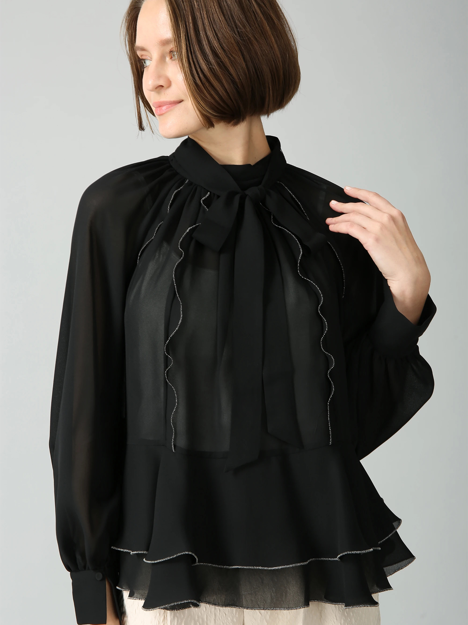 モデシアージョーゼット ブラウス シャツ ｜ MORABITO SPELL（モラビト