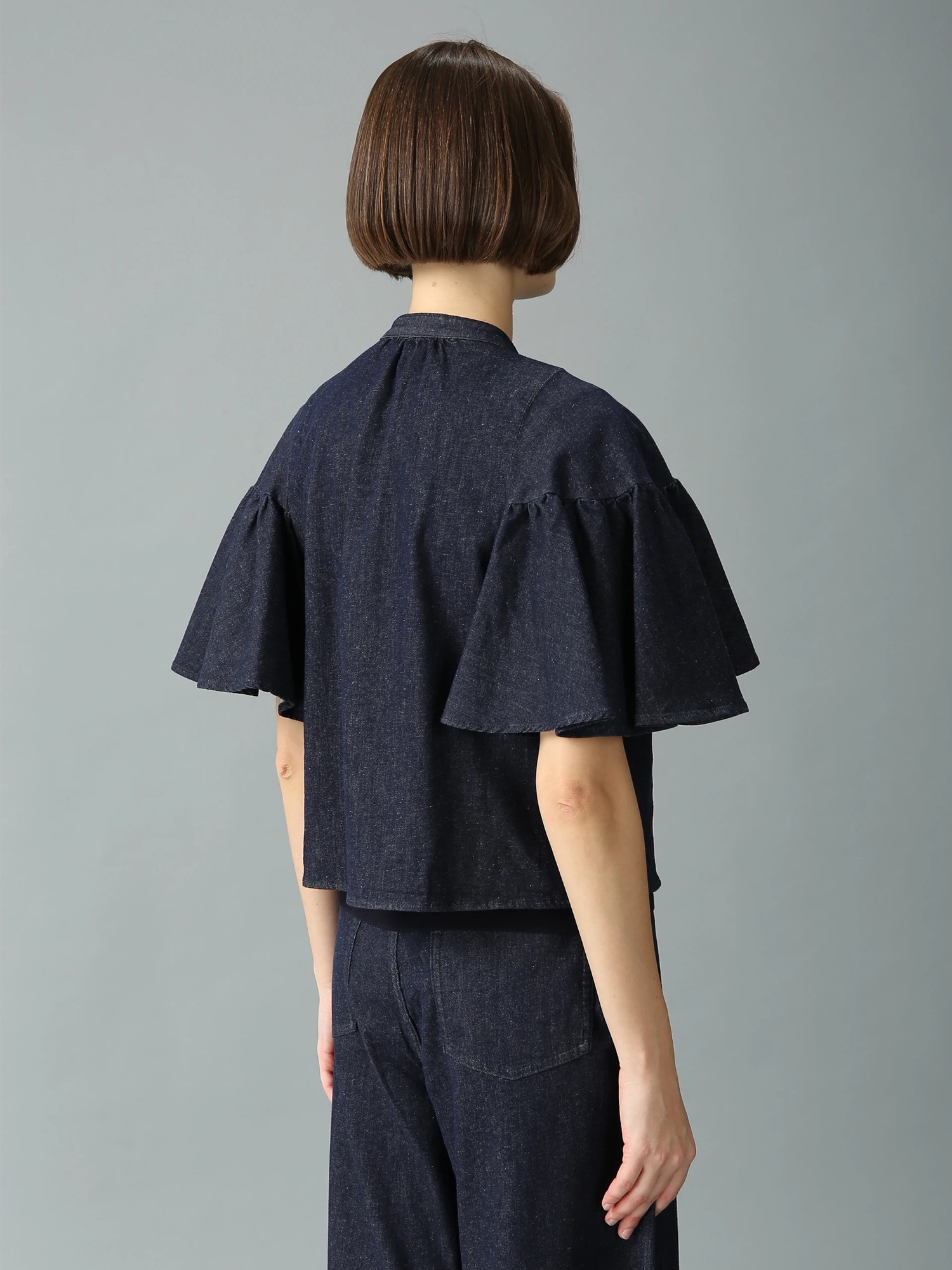 ストレッチ デニム ブラウス シャツ 半袖 ジャケット ｜ MORABITO 