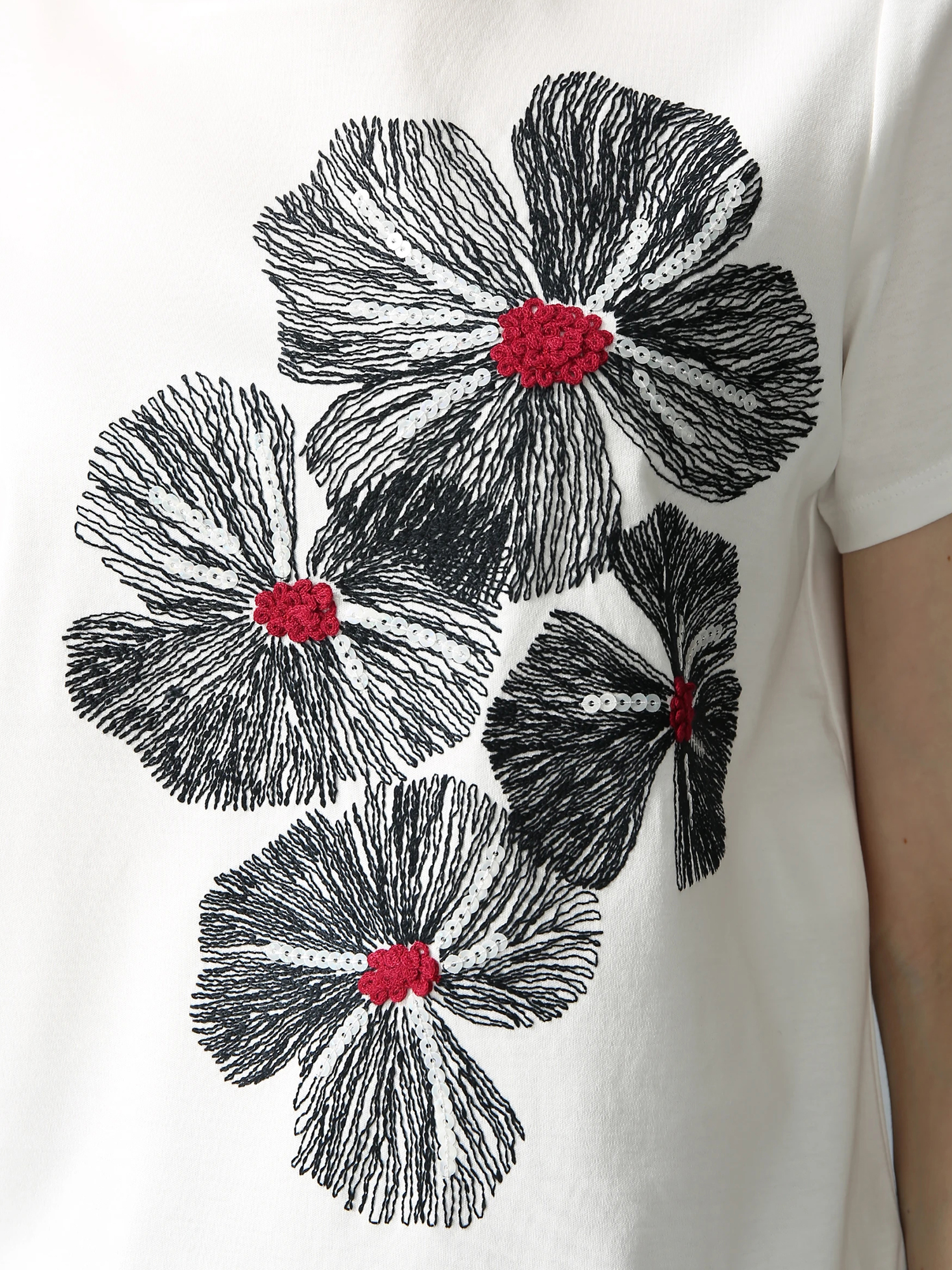 コットンスムース 花柄 刺しゅう Tシャツ ｜ MORABITO SPELL（モラビト
