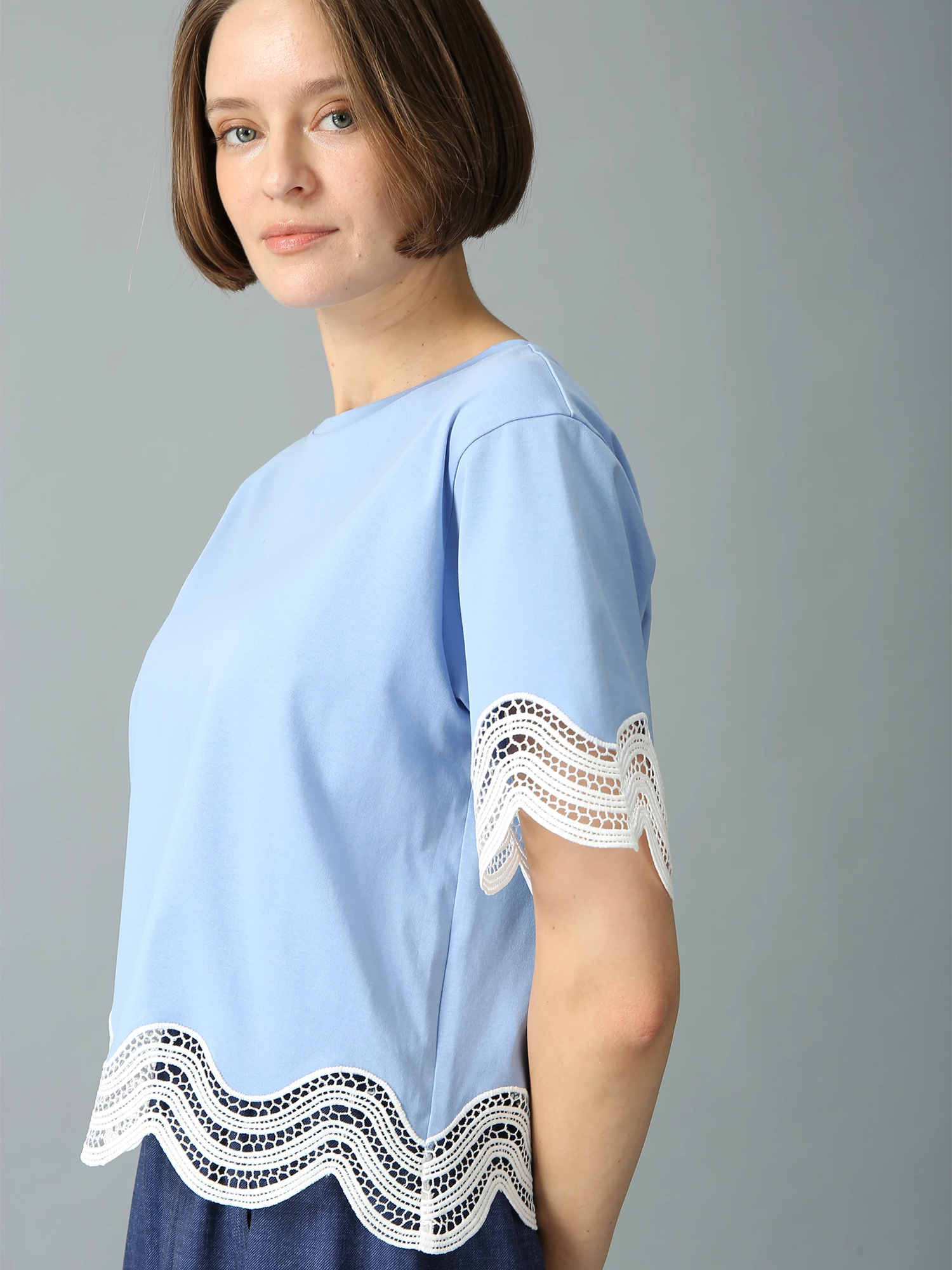 コットンスムース レース Tシャツ カットソー ｜ MORABITO SPELL