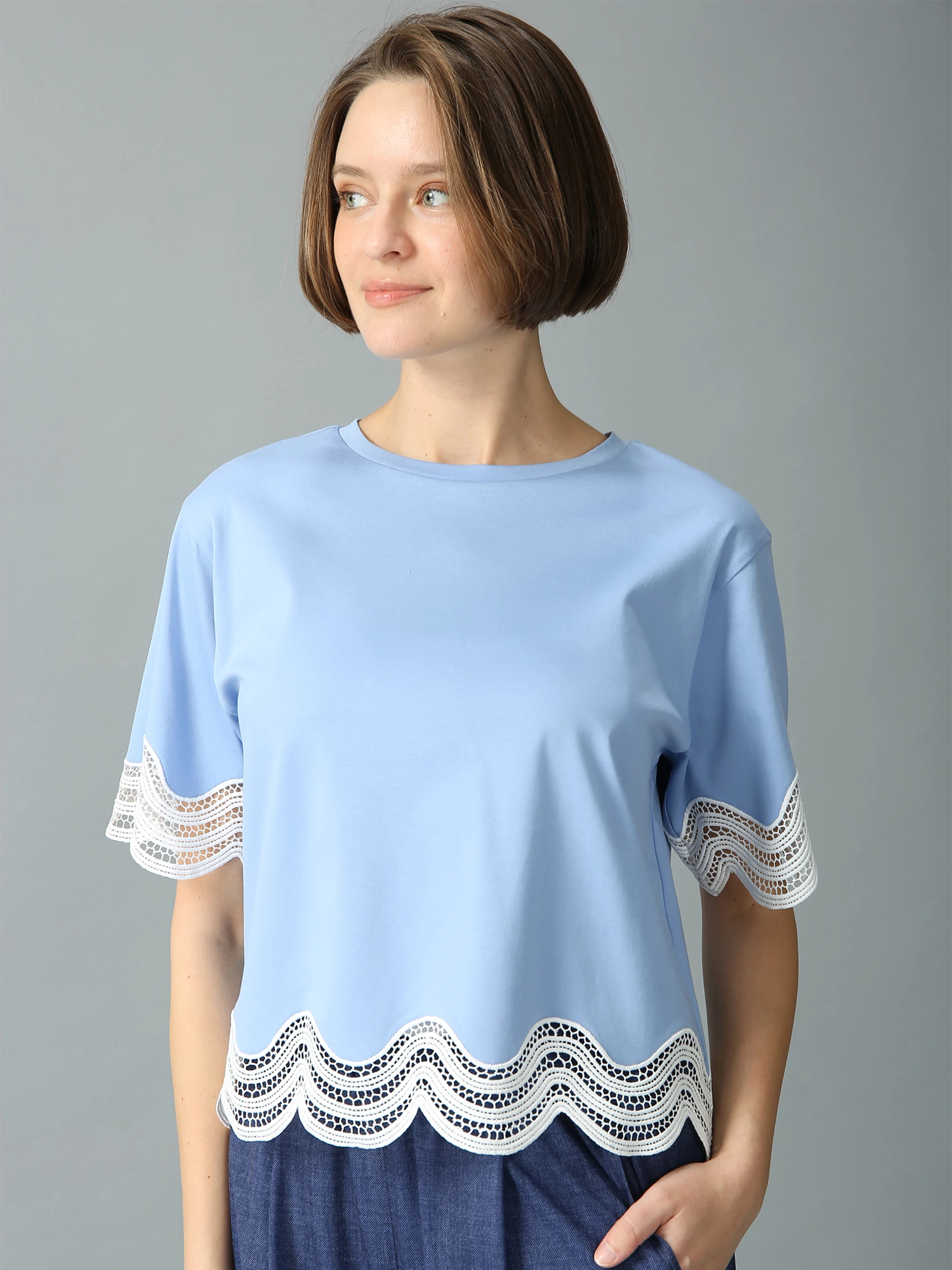 コットンスムース レース Tシャツ カットソー ｜ MORABITO SPELL