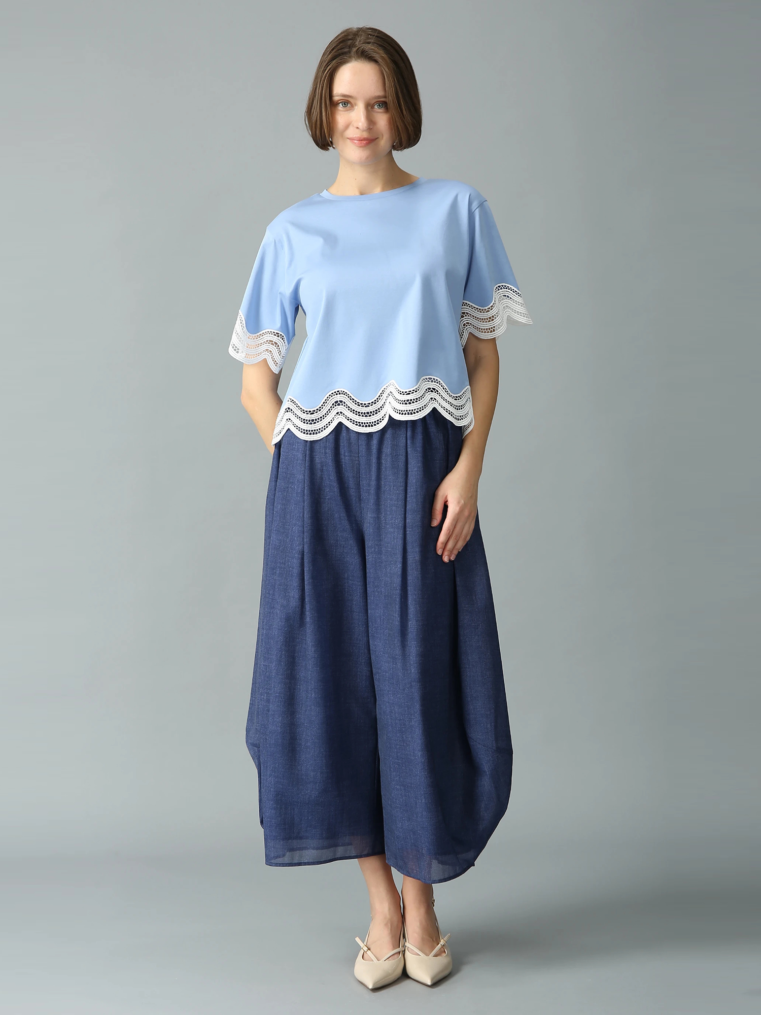 MORABITO モラビト レース 半袖トップスタグ付き 未使用 コットンスムース レース Tシャツ カットソー ｜ MORABITO SPELL