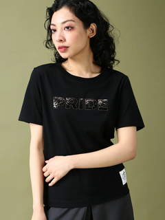 PRIDE(プライド) |スパンコール ロゴ刺繍 Ｔシャツ 日本製