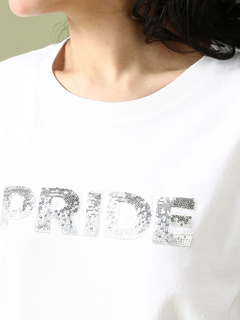 PRIDE(プライド) |スパンコール ロゴ刺繍 Ｔシャツ 日本製