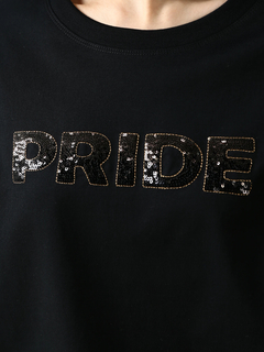 PRIDE(プライド) |スパンコール ロゴ刺繍 Ｔシャツ 日本製