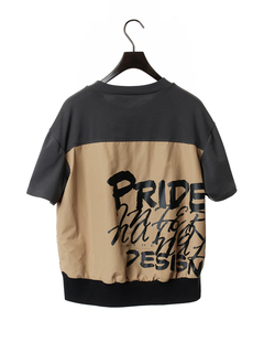 PRIDE(プライド) |異素材タフタロゴプリントドッキングプルオーバー