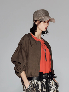 PRIDE(プライド) |レーヨン リネン ノーカラー ジャケット ブルゾン