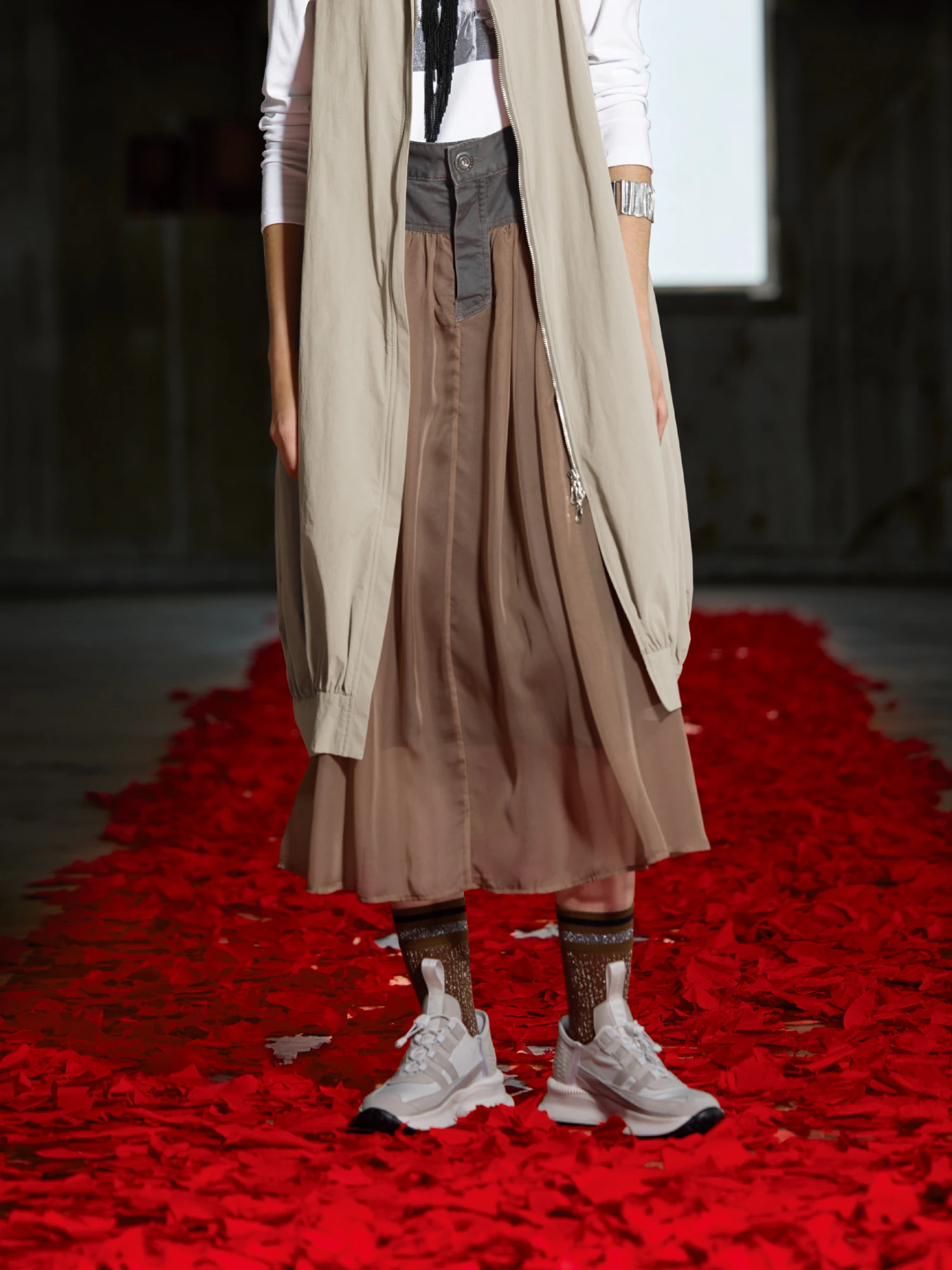 PRIDE タフタストレッチスカート プライド・メモリータフタ＆レザー